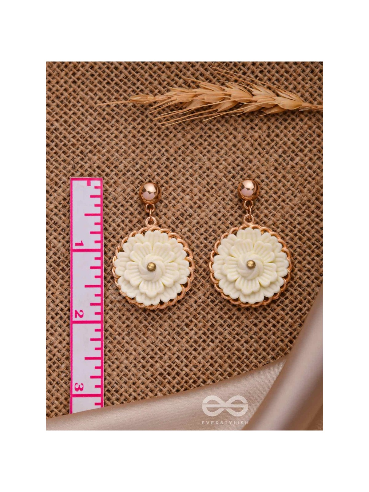 The White Dahlia- Golden Embellished Earrings