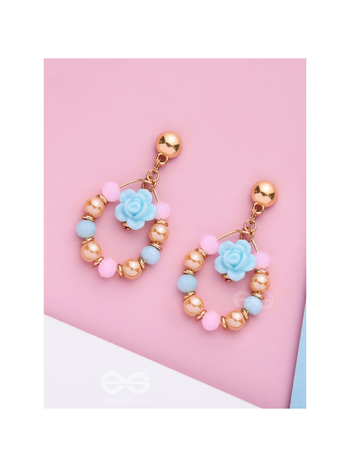 The Rose Wreath- Golden Embellished Earrings