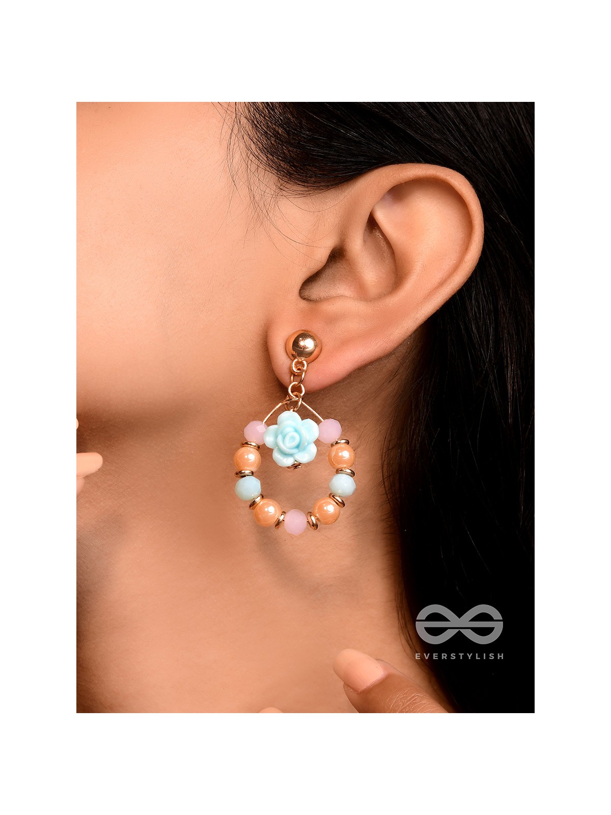 The Rose Wreath- Golden Embellished Earrings