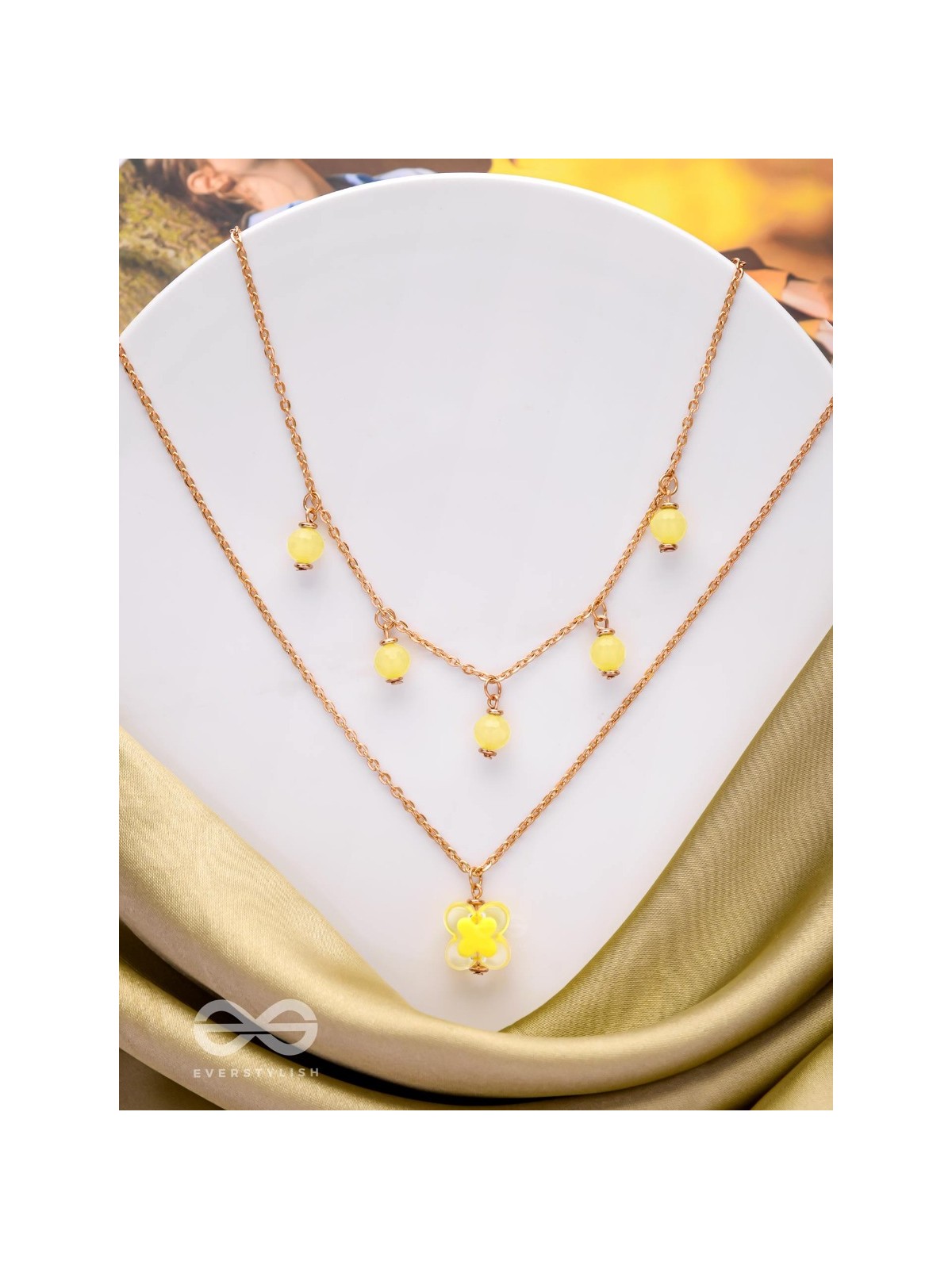 The Sunshine Sparkle- Golden Layered Necklace With Anti-Tarnish Coating 