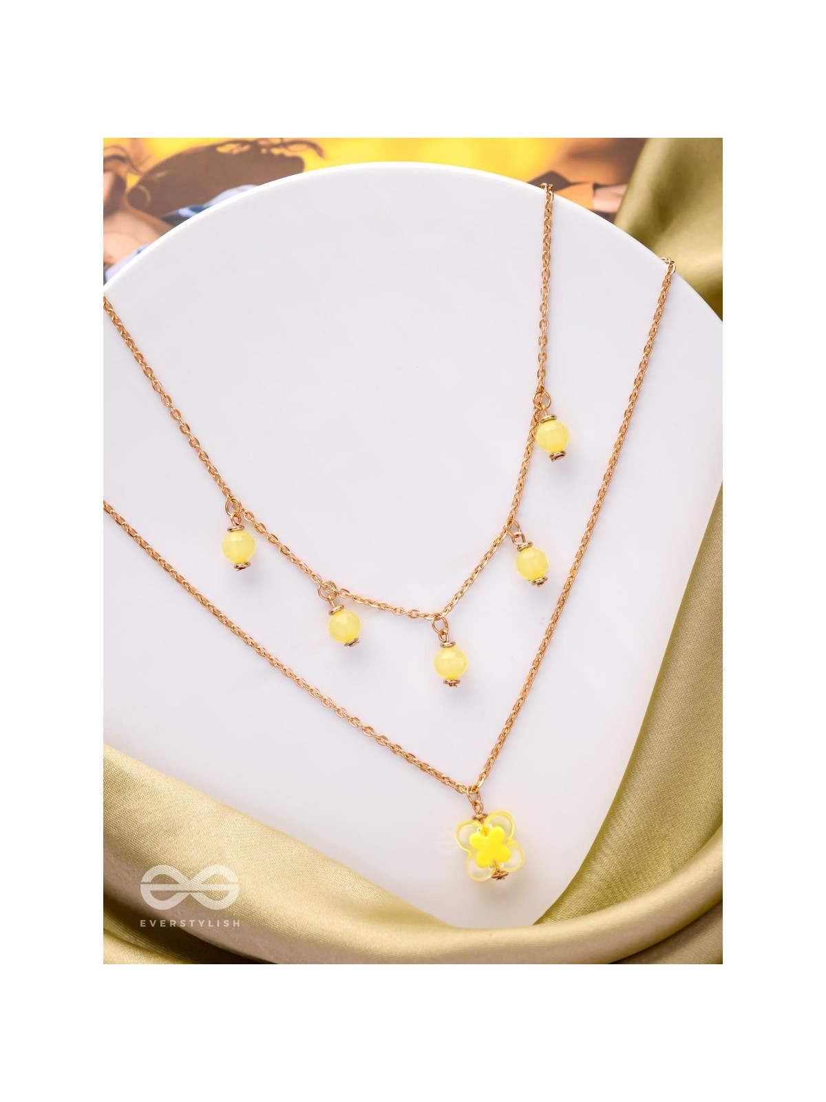 The Sunshine Sparkle- Golden Layered Necklace With Anti-Tarnish Coating 