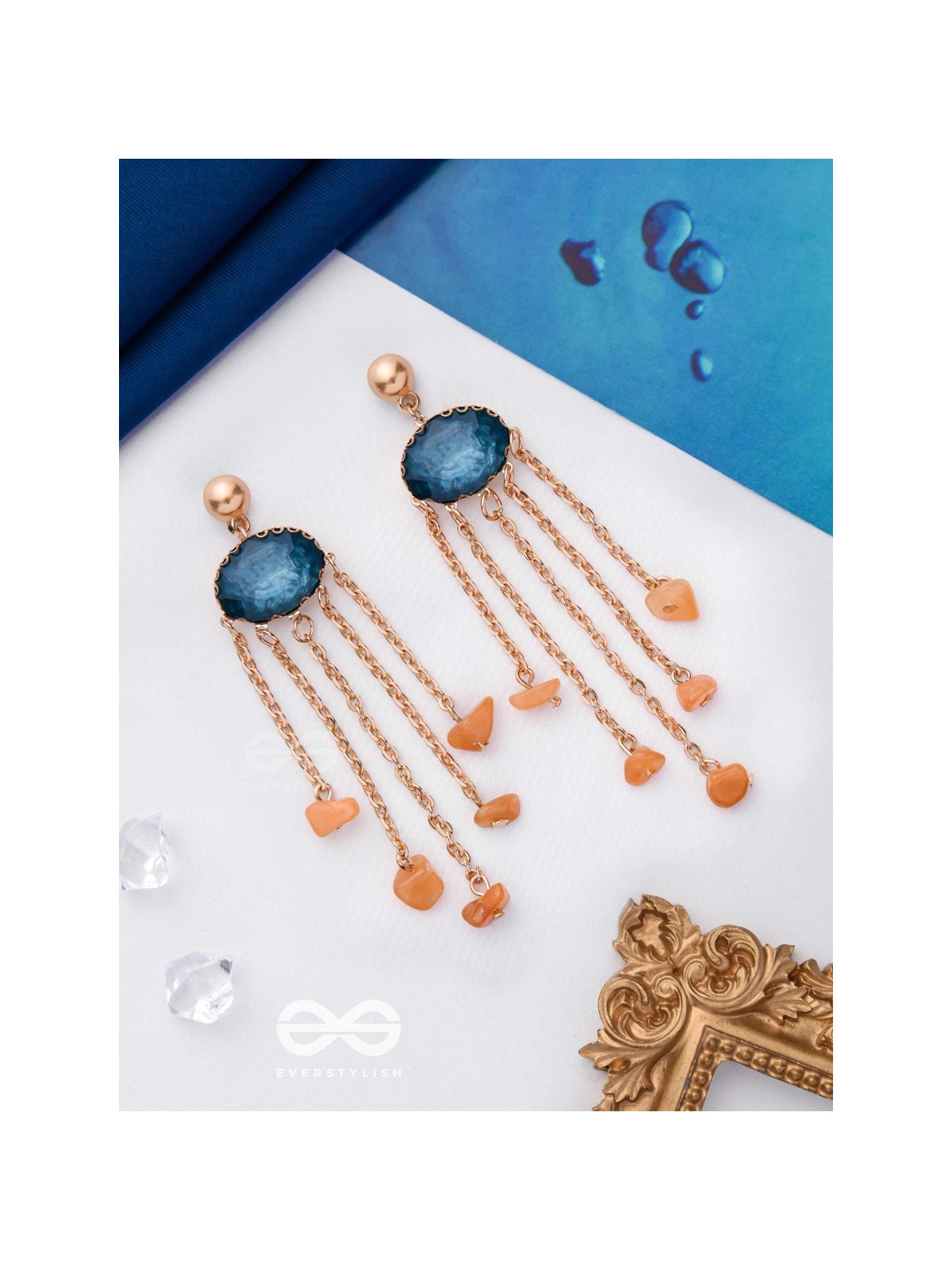 The Lava Rain- Golden Embellished Earrings