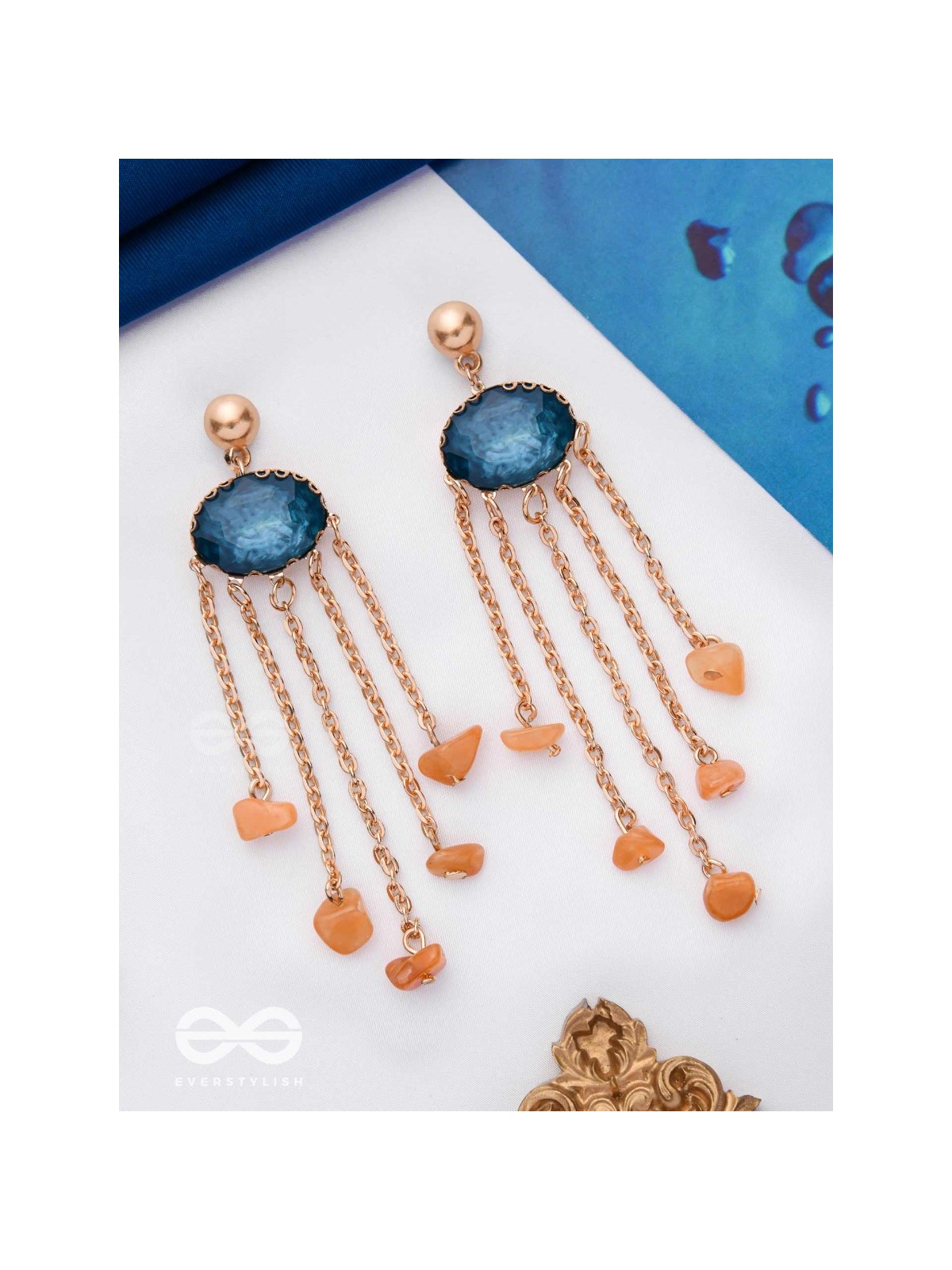 The Lava Rain- Golden Embellished Earrings