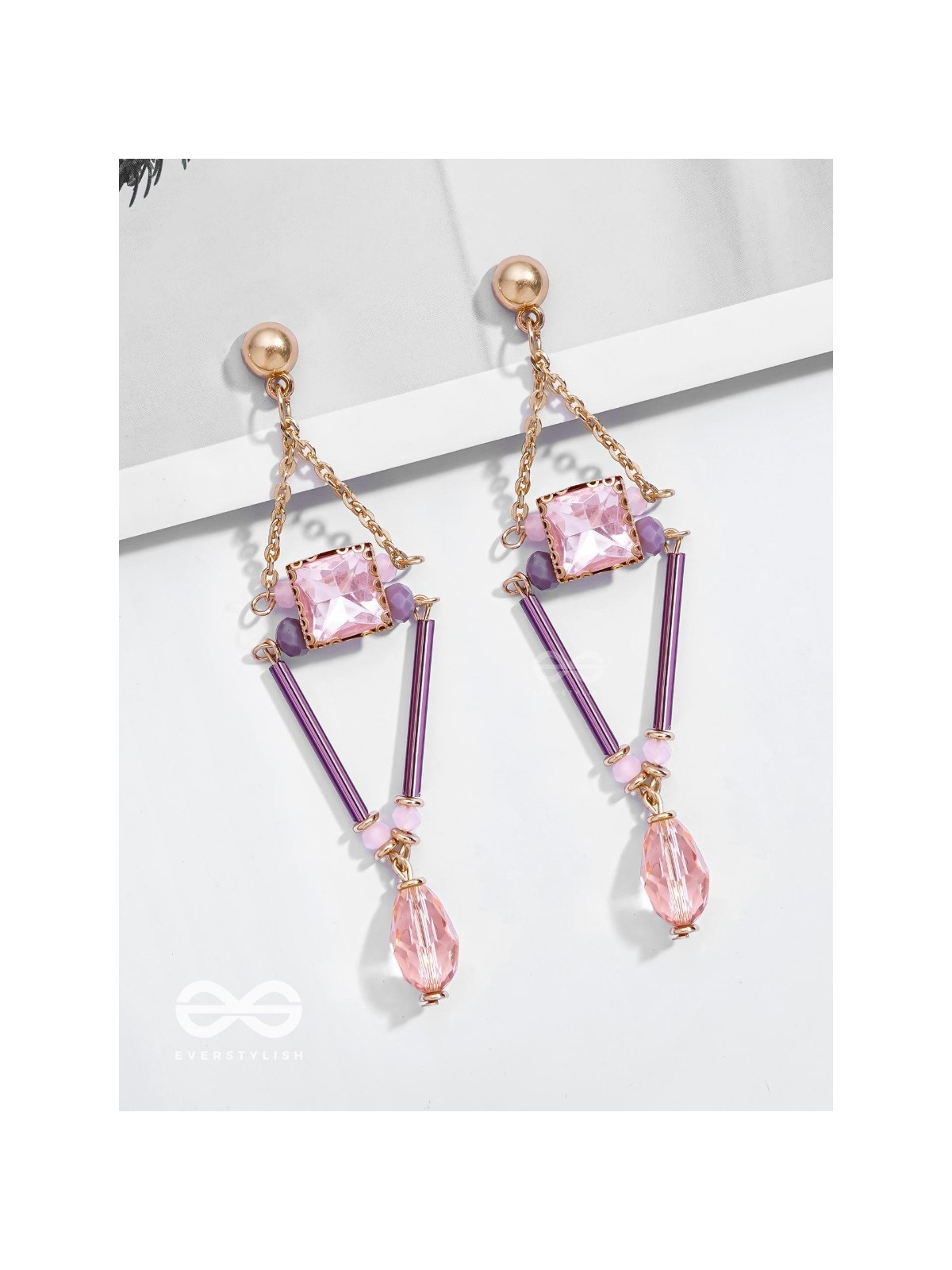 The Pyramid's Shadow- Golden Embellished Earrings