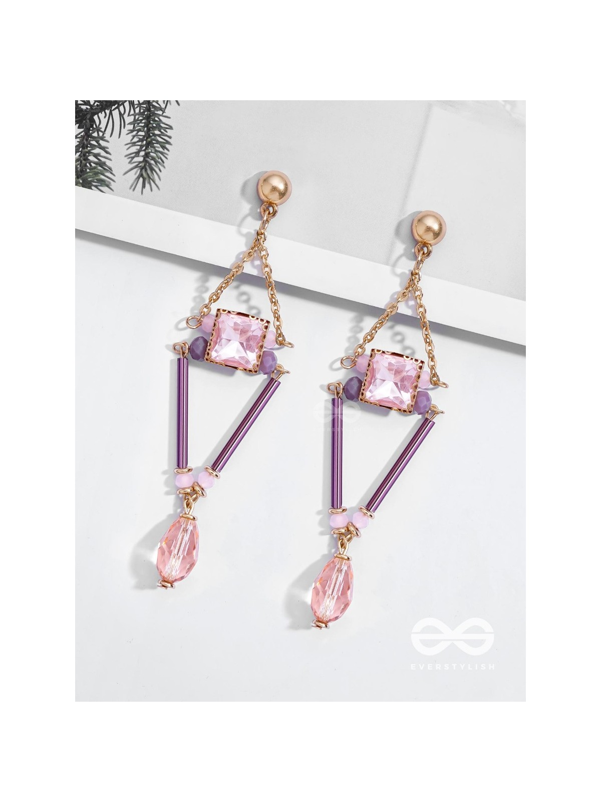 The Pyramid's Shadow- Golden Embellished Earrings