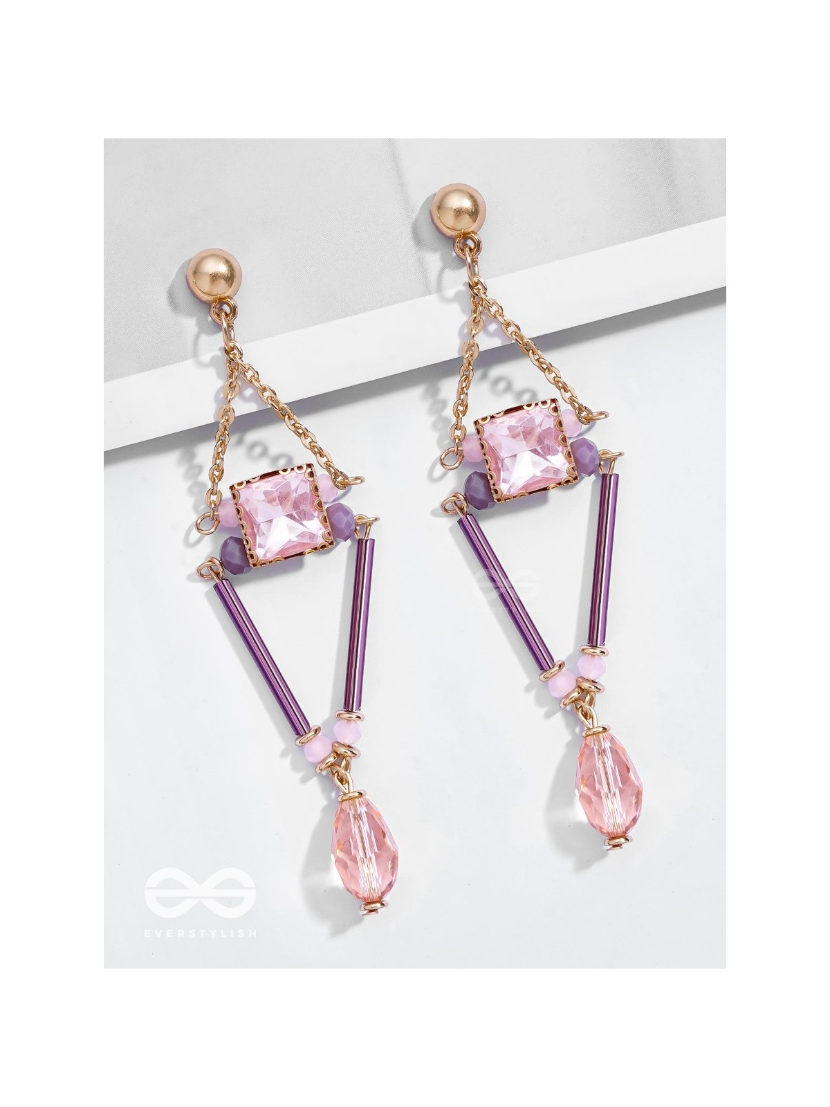 The Pyramid's Shadow- Golden Embellished Earrings