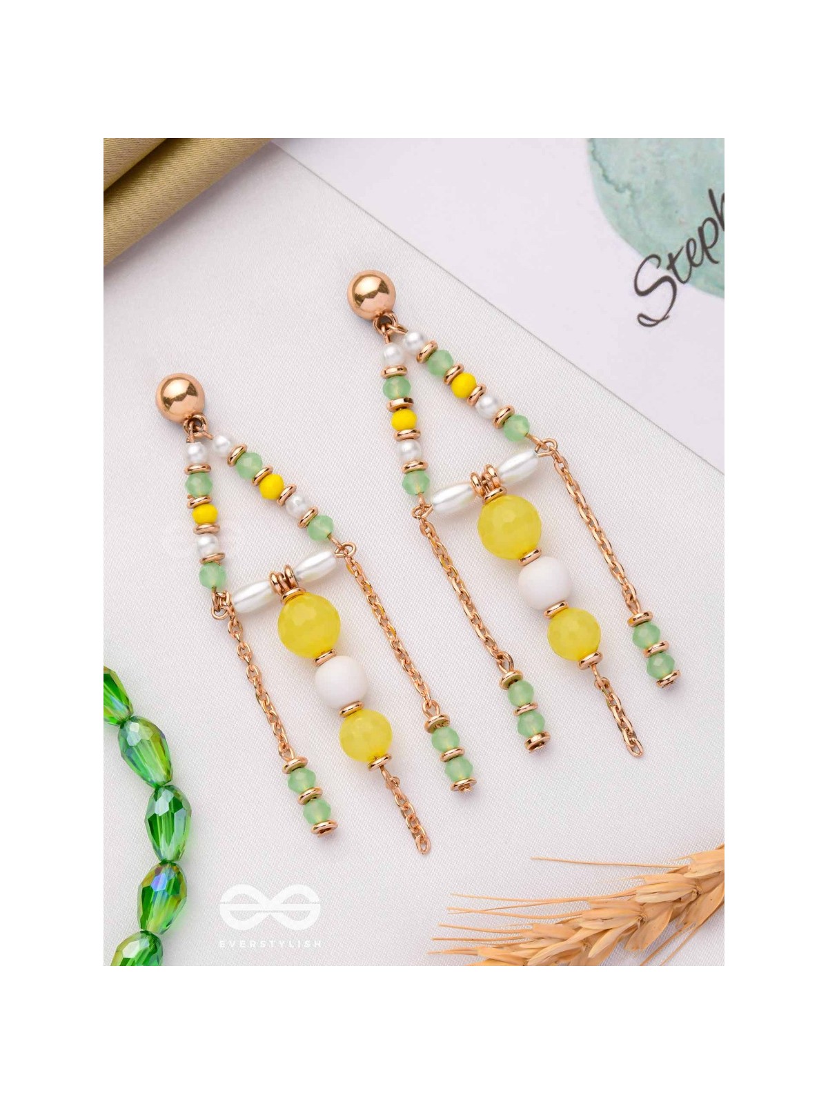 The Glam Chimes- Golden Embellished Earrings