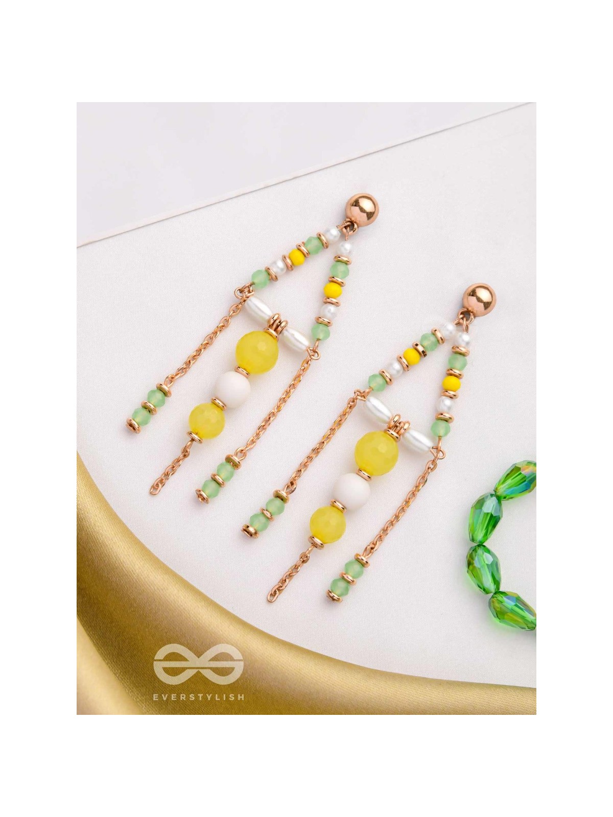 The Glam Chimes- Golden Embellished Earrings