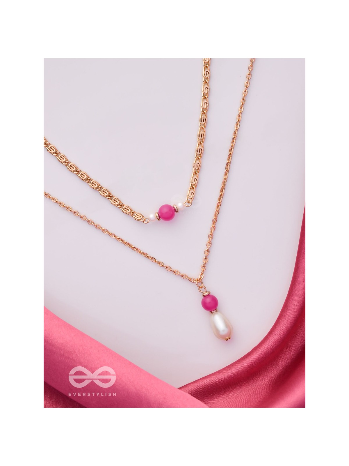 The Cotton Candy- Golden Pearl Layered Necklace