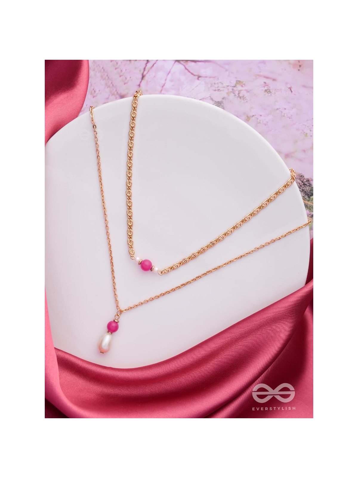 The Cotton Candy- Golden Pearl Layered Necklace