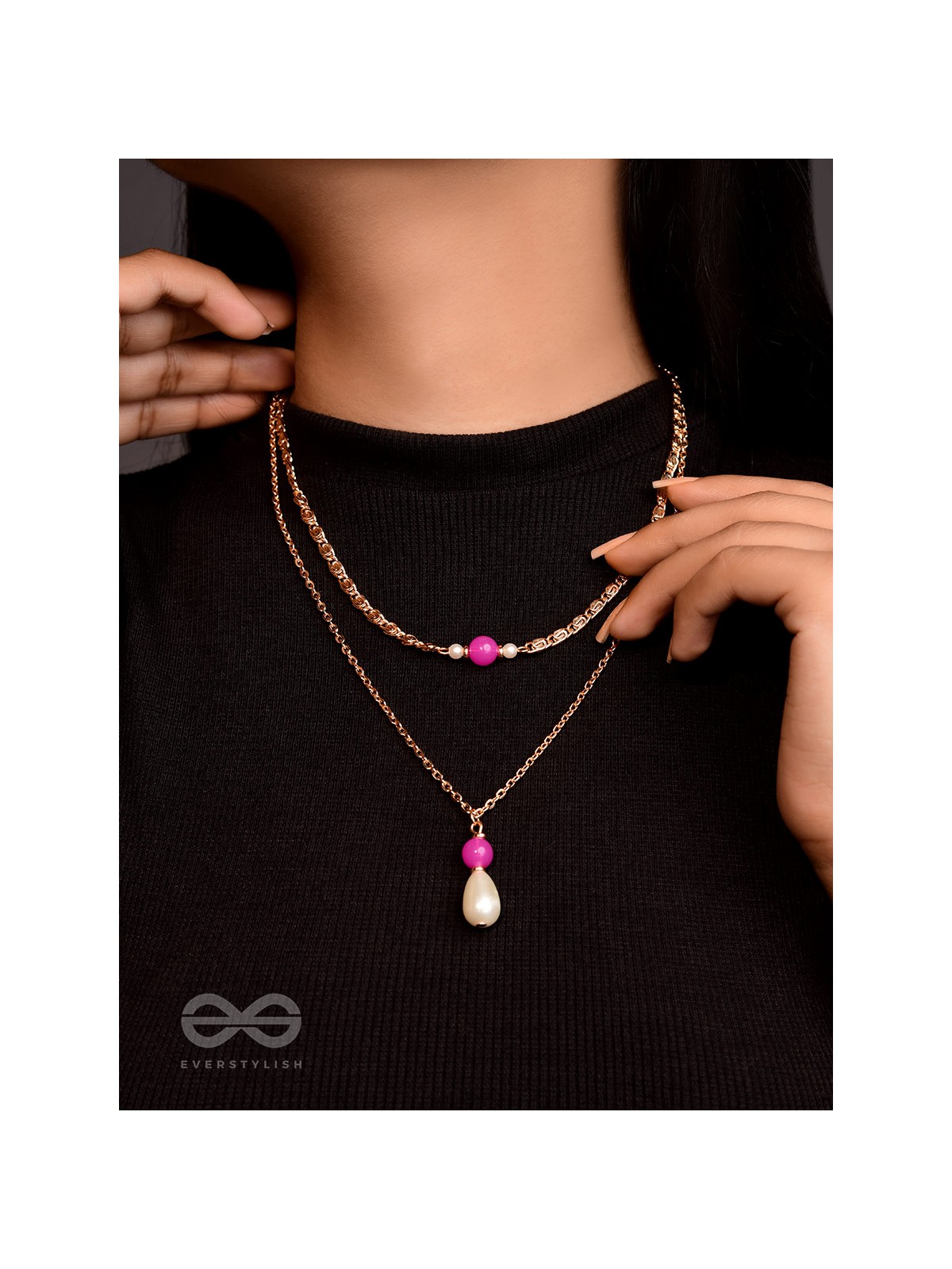 The Cotton Candy- Golden Pearl Layered Necklace