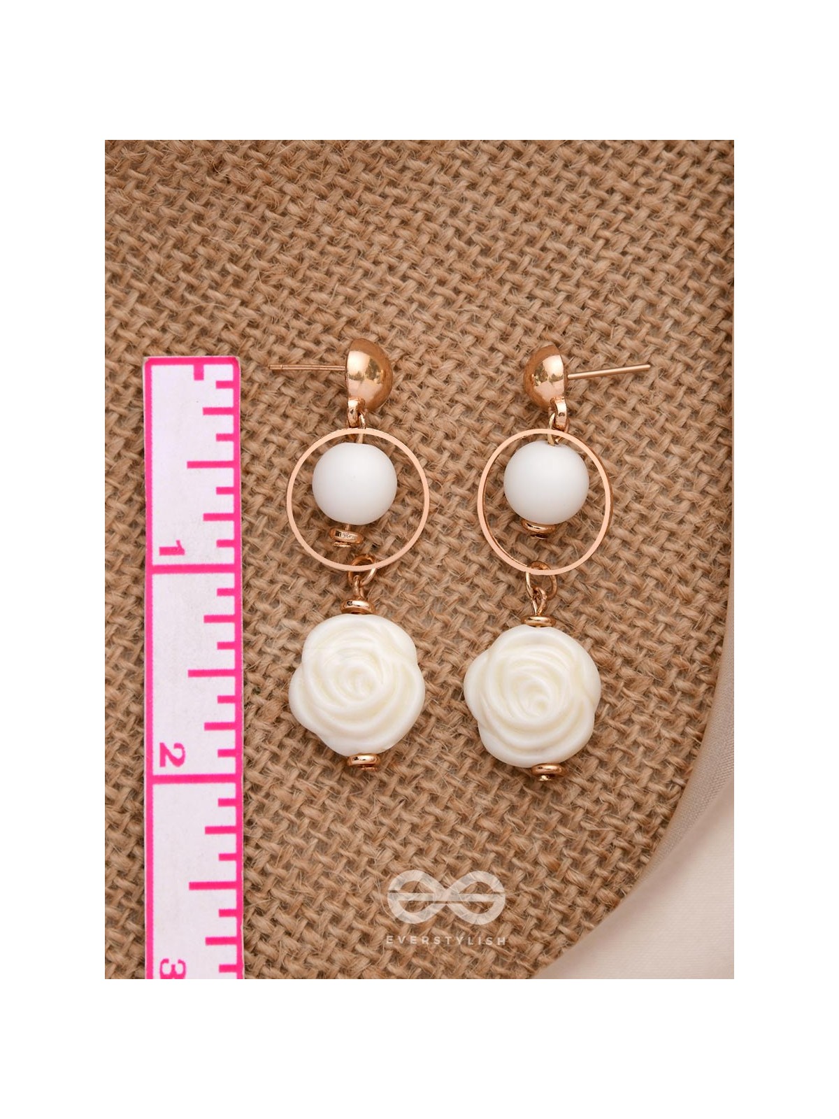 The Snowy Rose- Golden Embellished Earrings