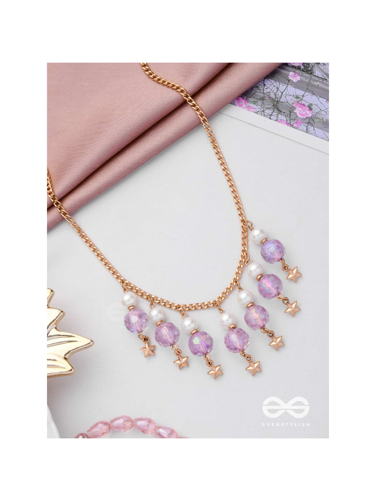 The Galaxy Globes- Golden Pearl Neckpiece With Anti-Tarnish Coating 