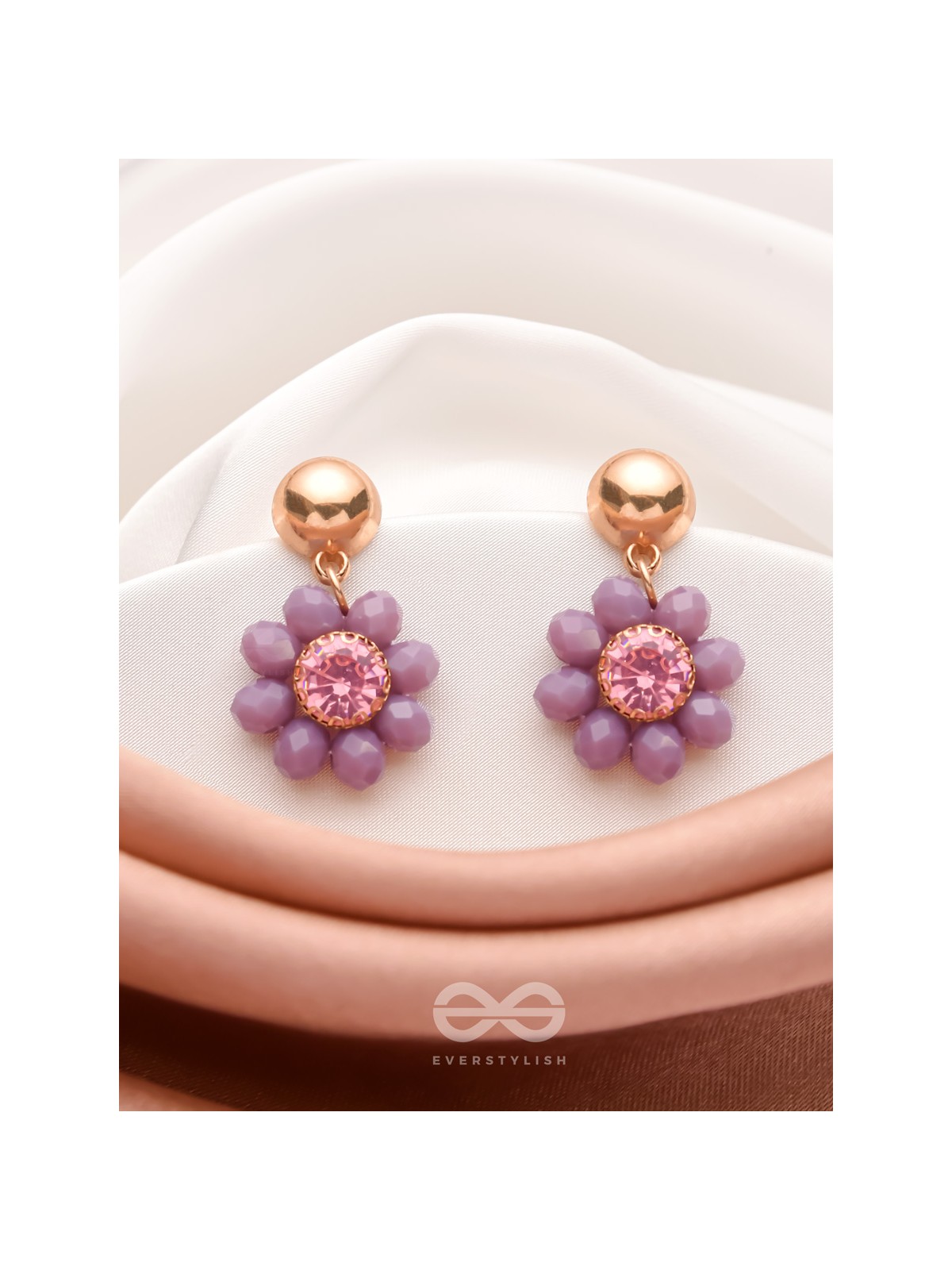 The Purple Petals- Golden Embellished Earrings