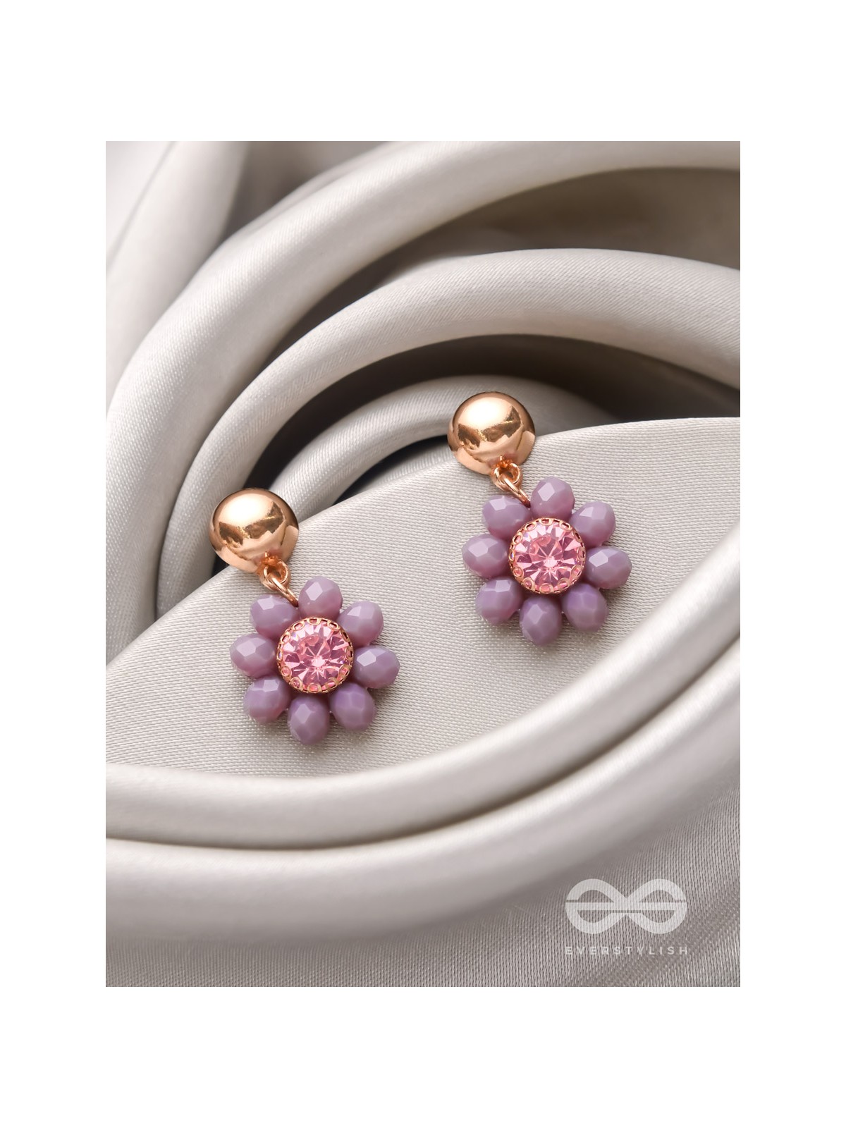 The Purple Petals- Golden Embellished Earrings
