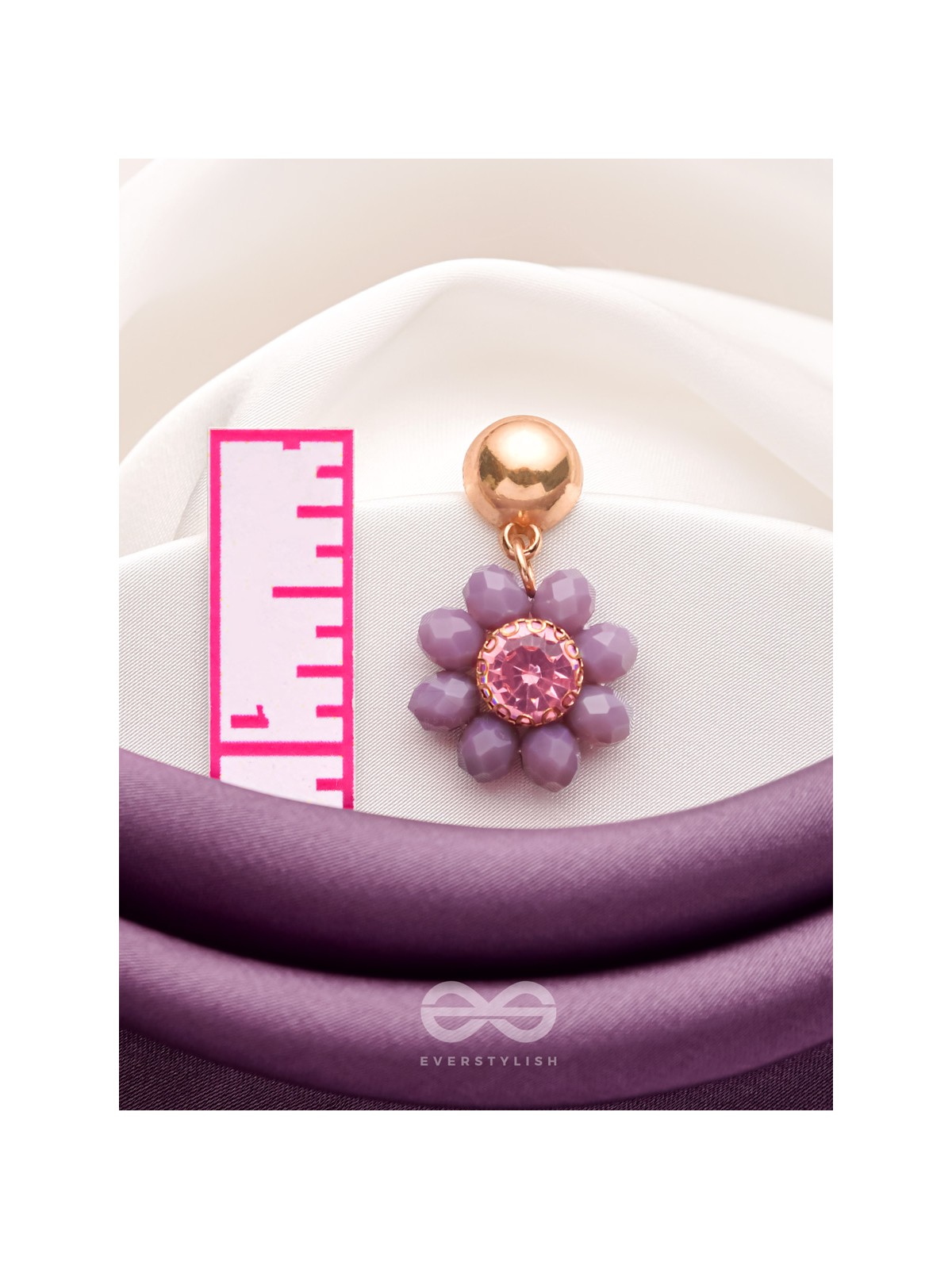 The Purple Petals- Golden Embellished Earrings