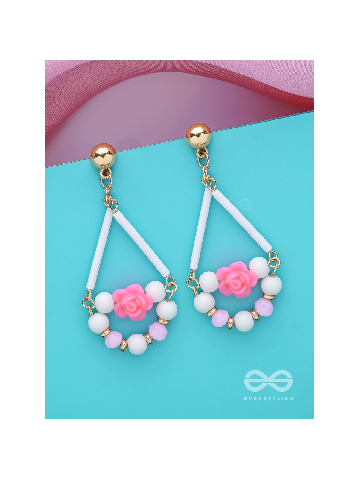 The Swingin' Roses- Golden Embellished Earrings