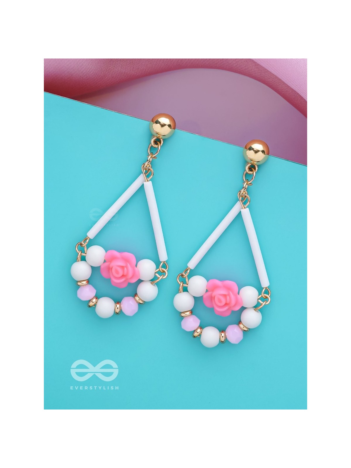 The Swingin' Roses- Golden Embellished Earrings