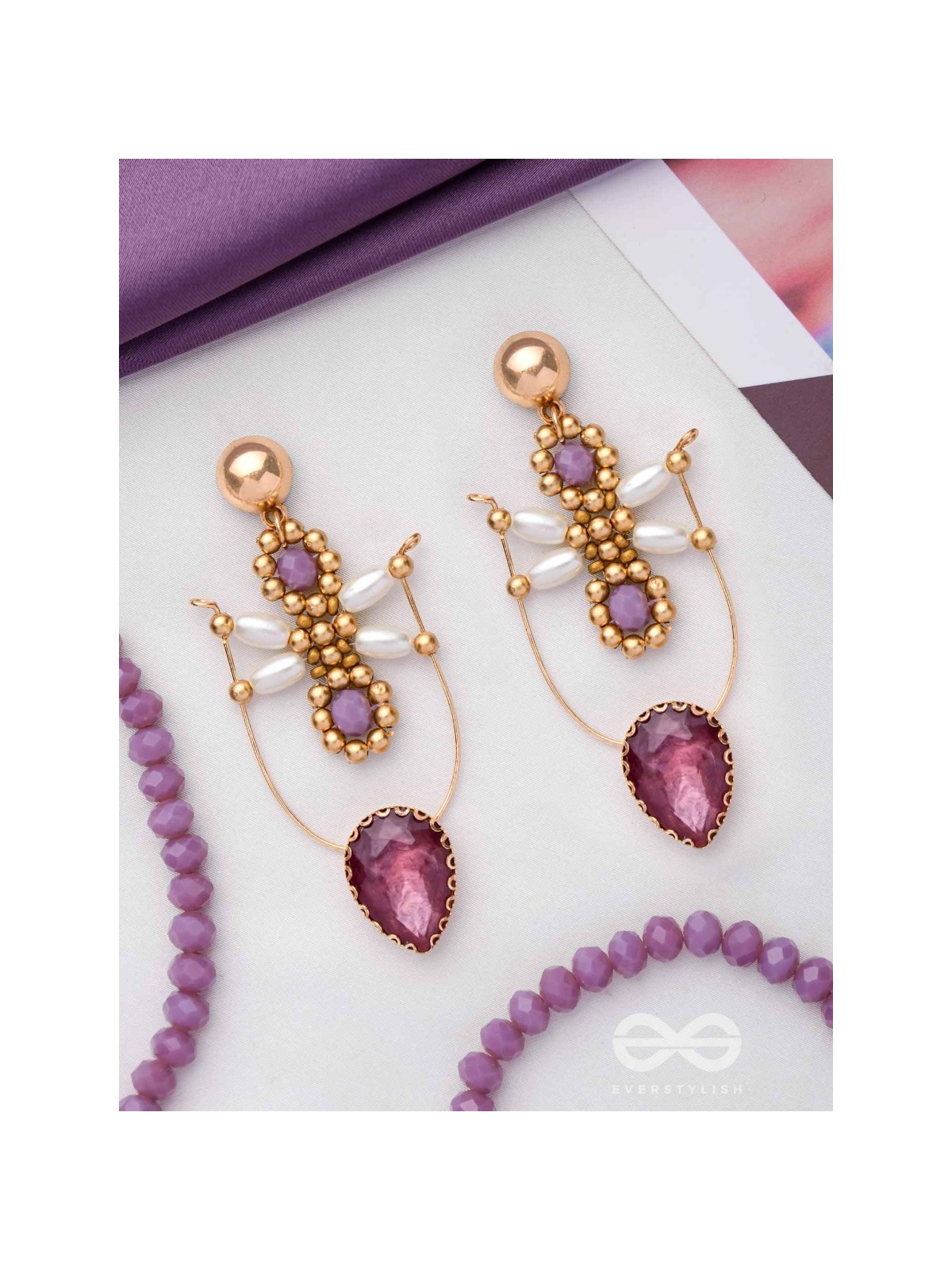 The Glam Goddess- Golden Pearl Earrings