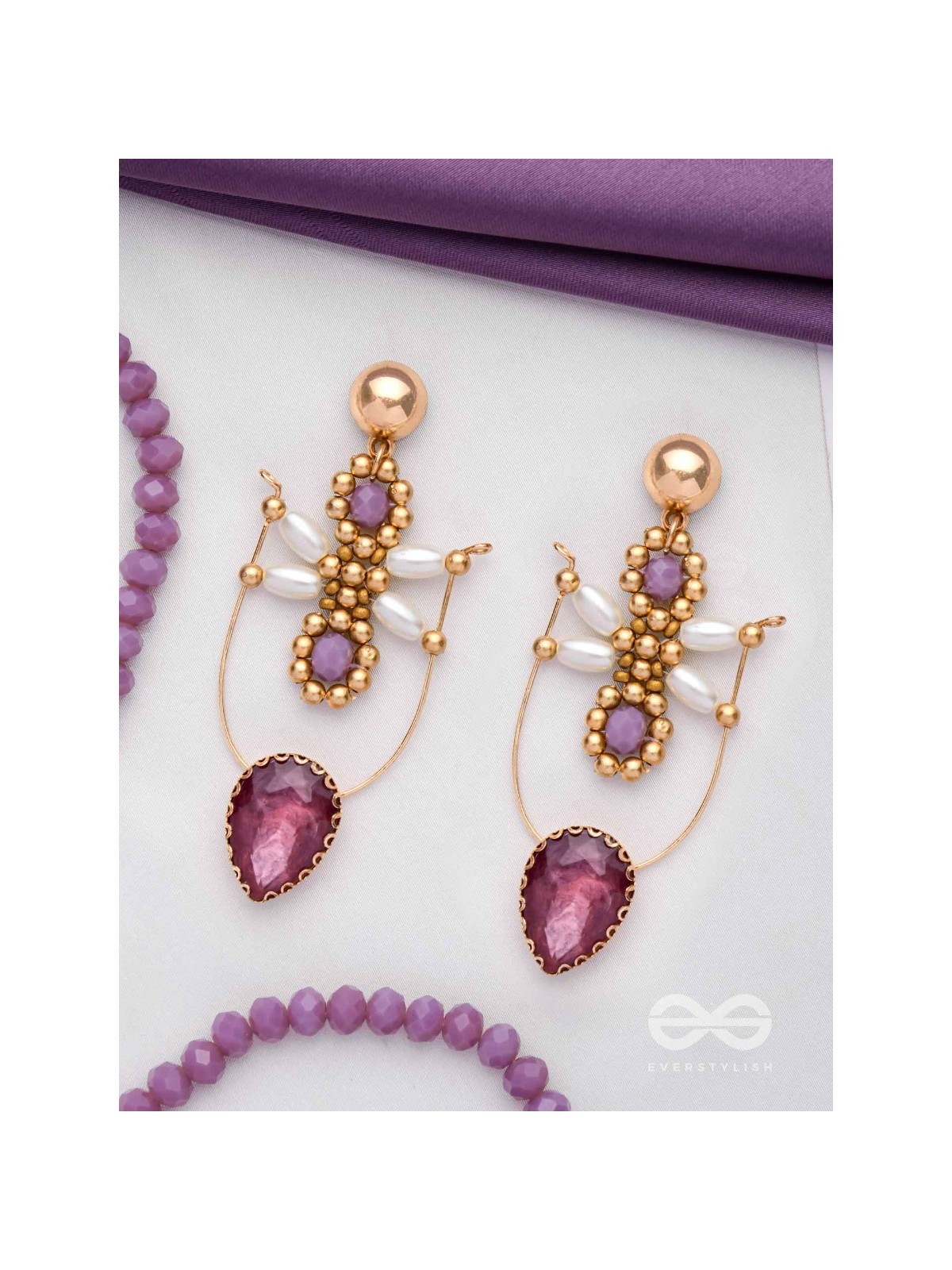 The Glam Goddess- Golden Pearl Earrings