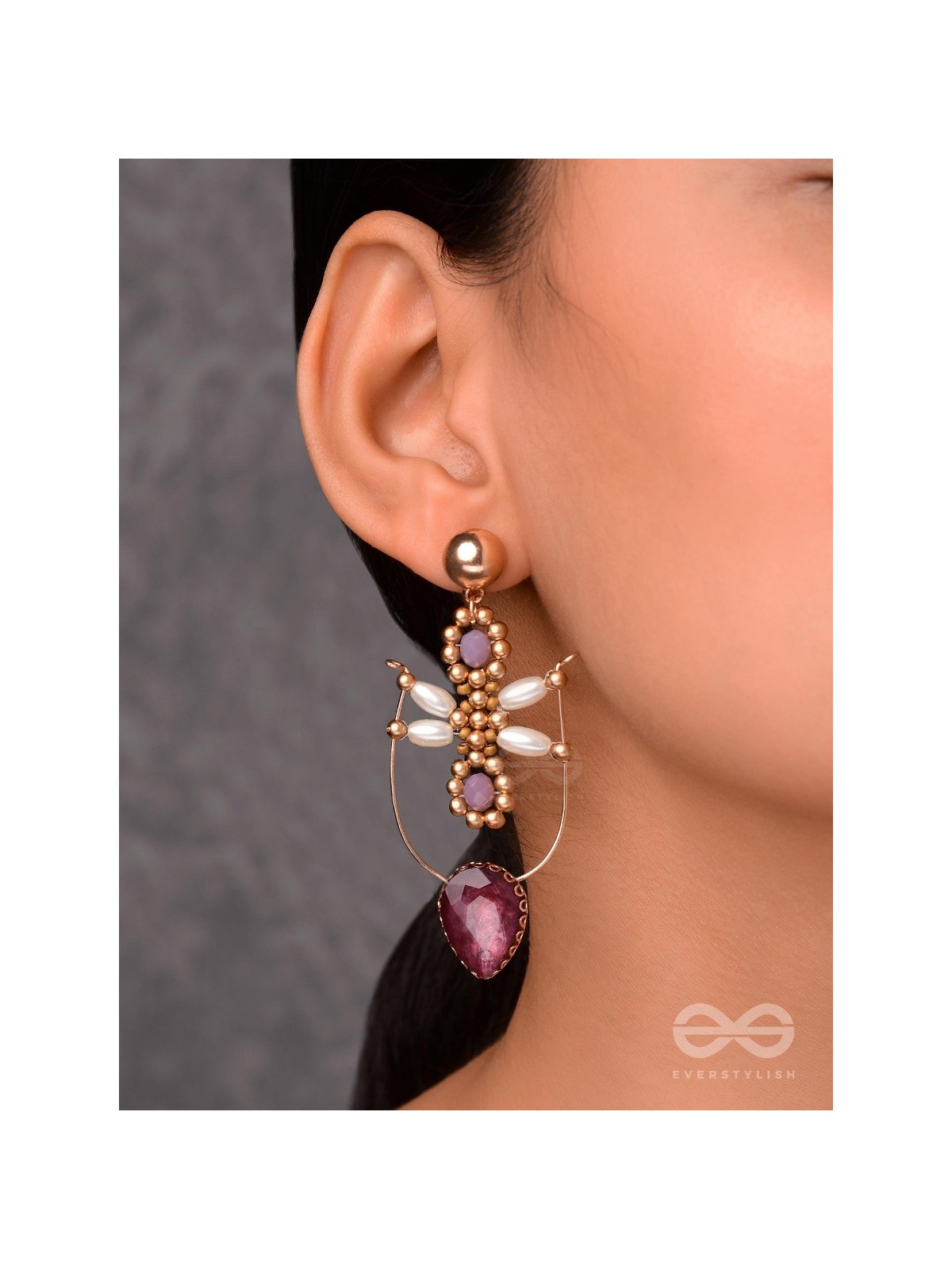 The Glam Goddess- Golden Pearl Earrings