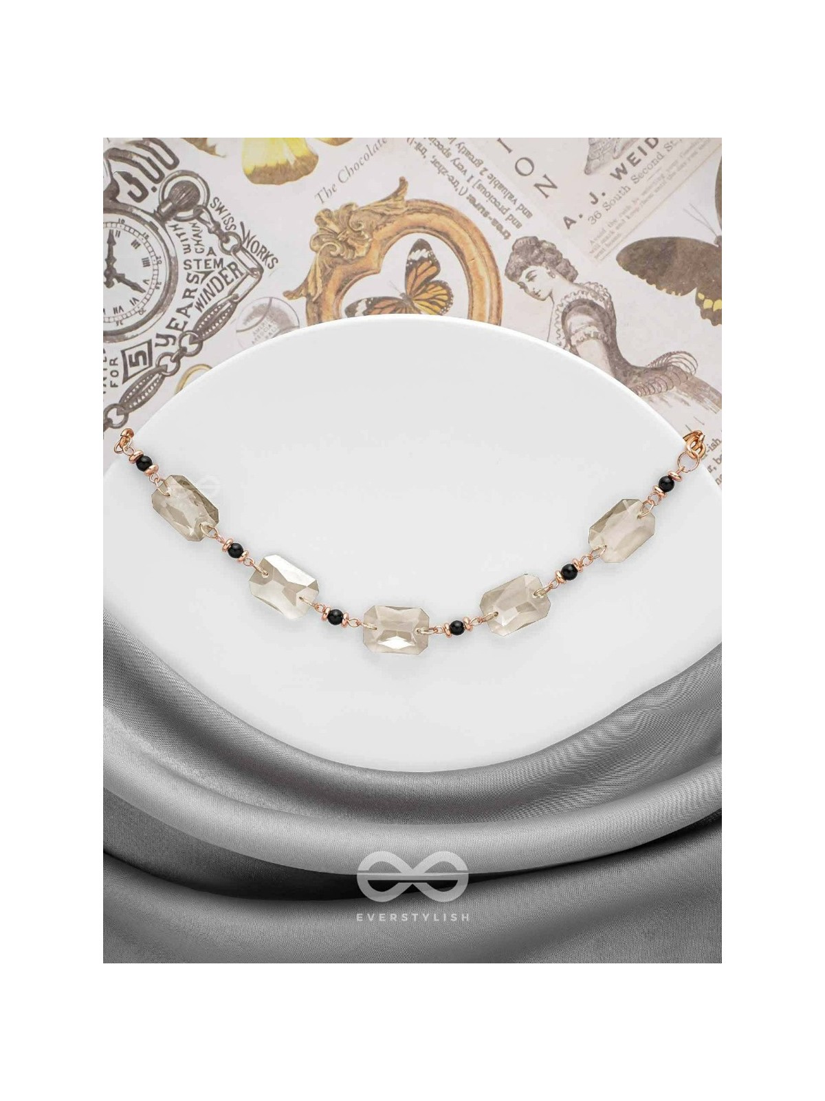 The Shimmering Nightfall- Golden Embellished Necklace