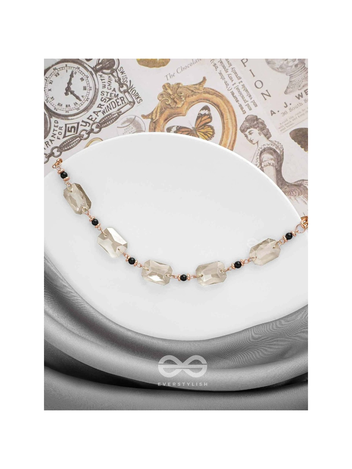 The Shimmering Nightfall- Golden Embellished Necklace