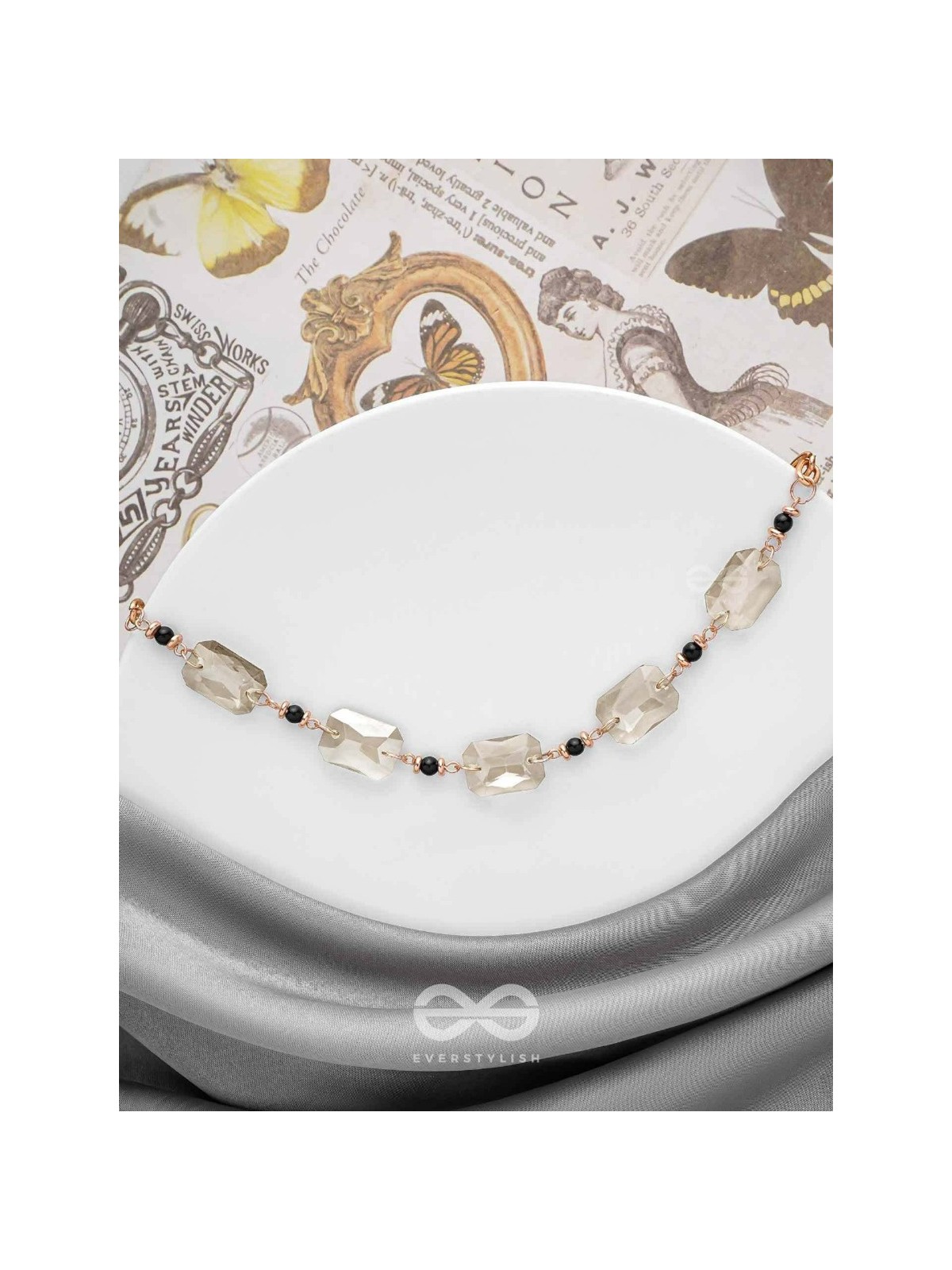 The Shimmering Nightfall- Golden Embellished Necklace