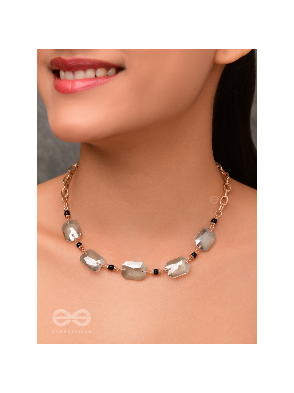 The Shimmering Nightfall- Golden Embellished Necklace