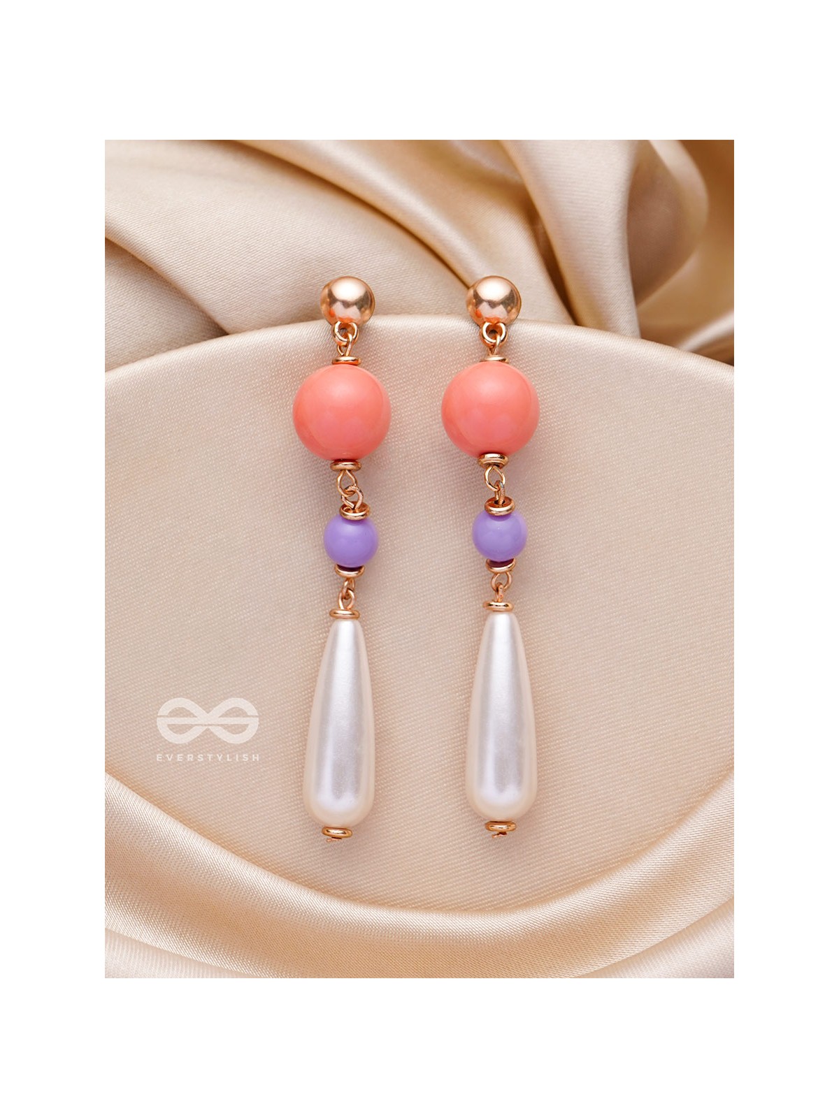 The Frosty Raindrops- Golden Pearl Earrings