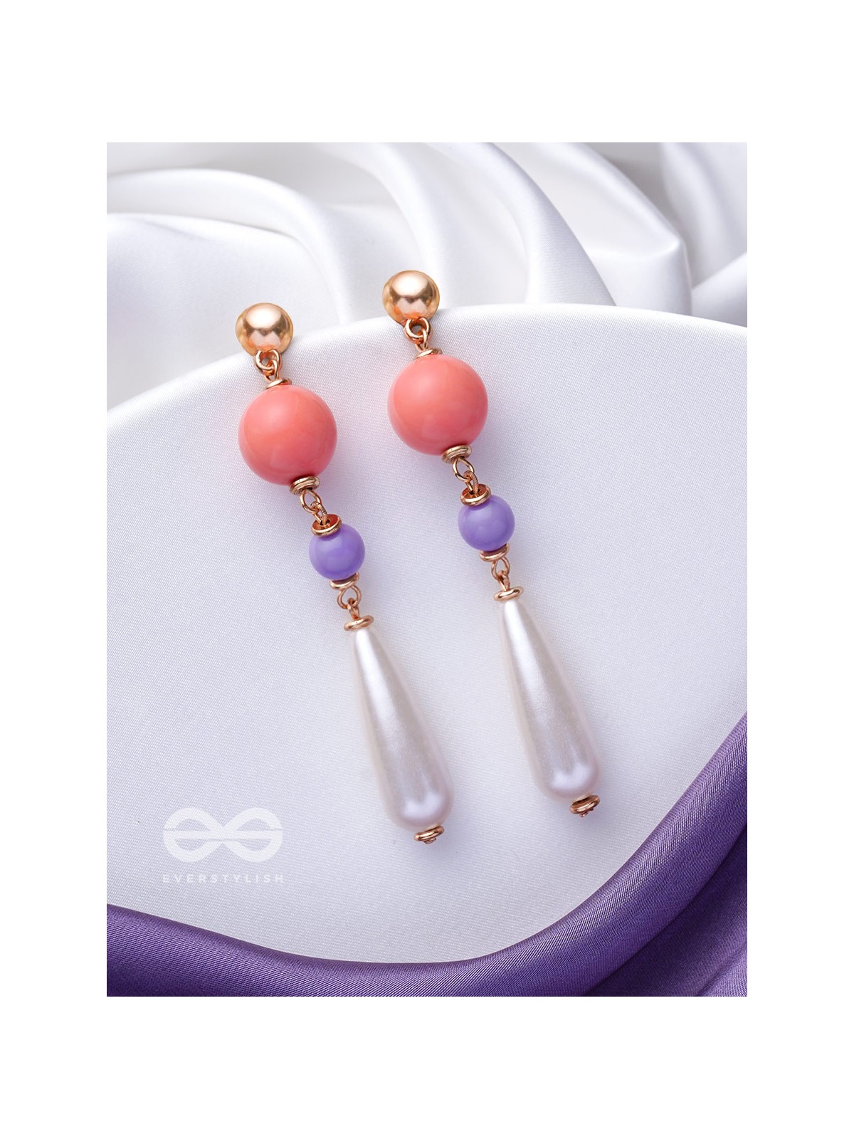 The Frosty Raindrops- Golden Pearl Earrings