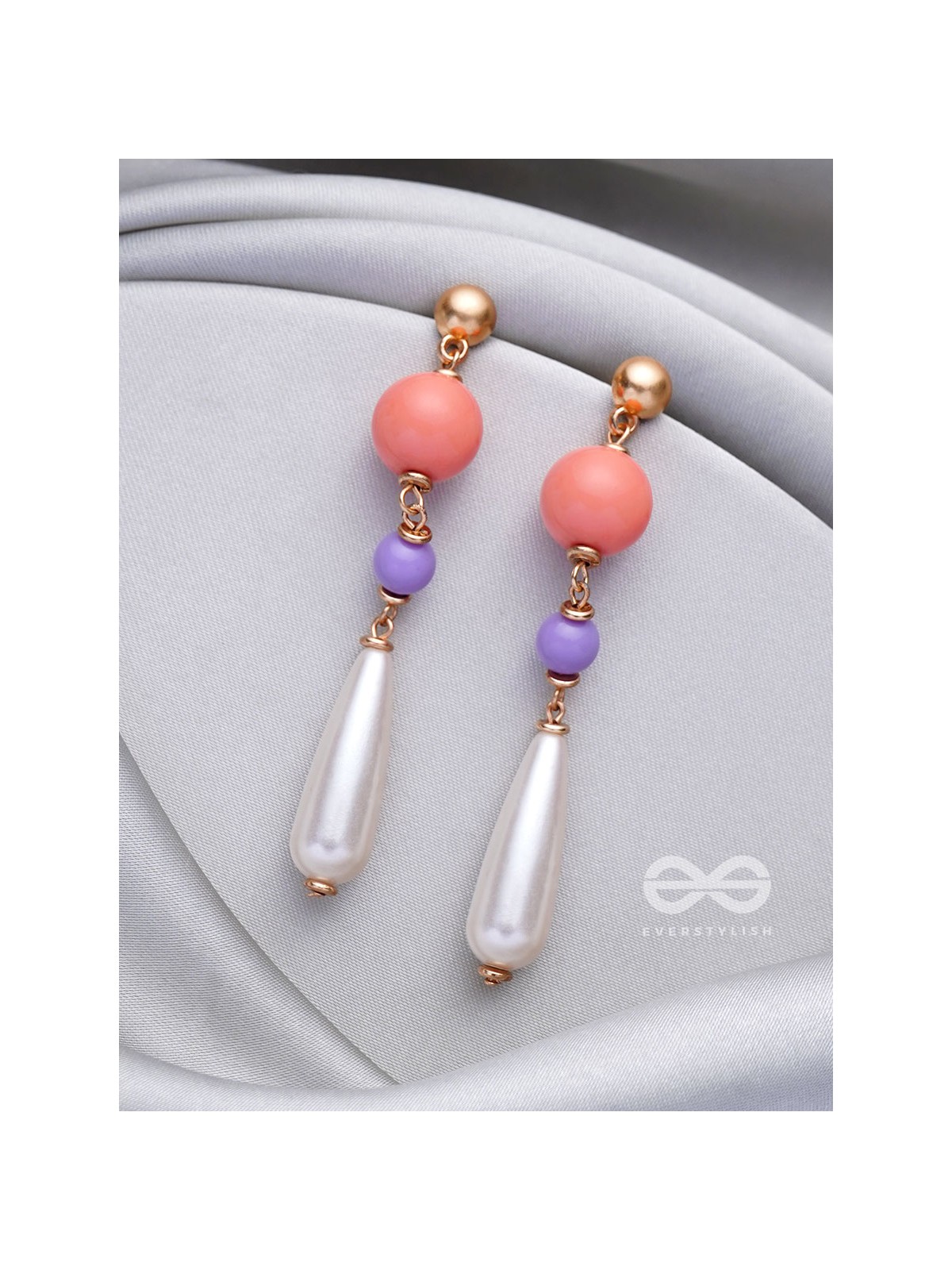 The Frosty Raindrops- Golden Pearl Earrings