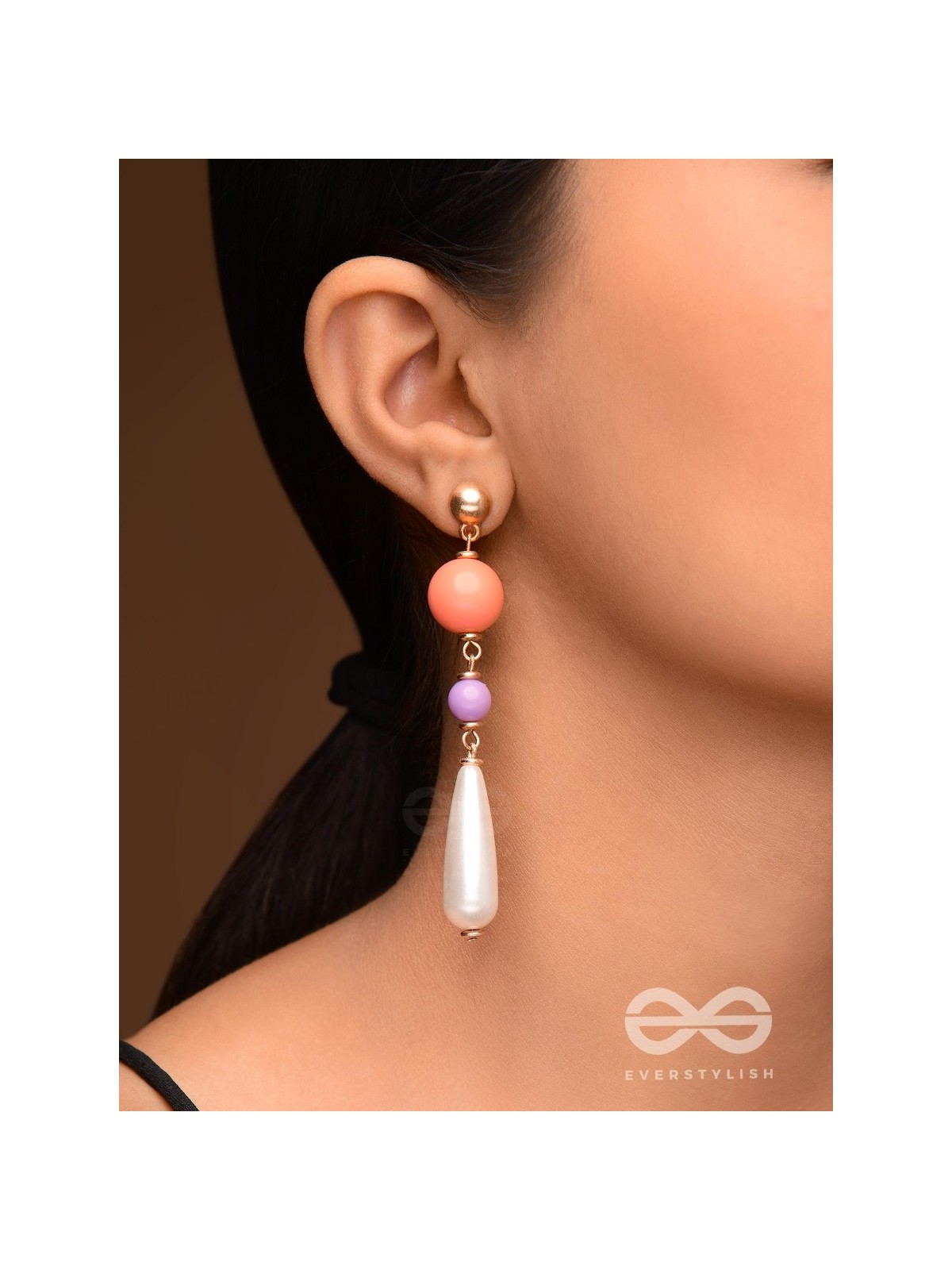 The Frosty Raindrops- Golden Pearl Earrings