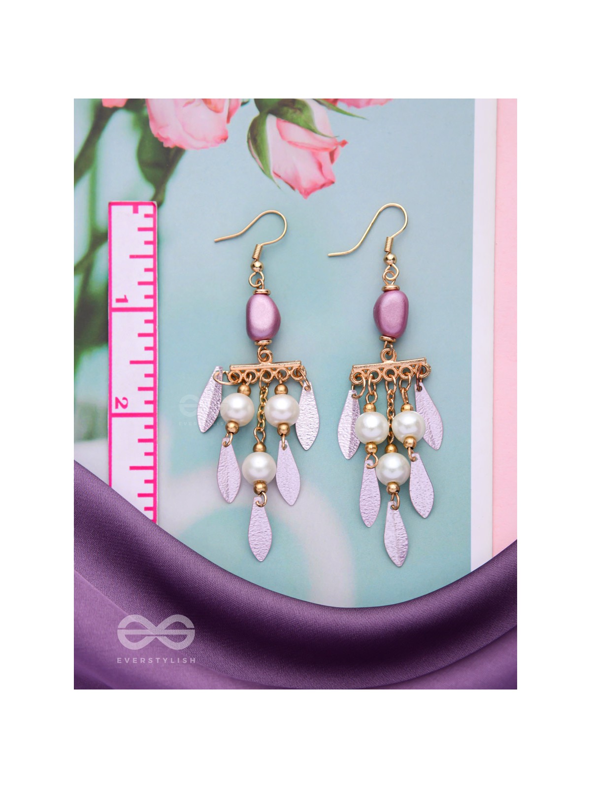 The Dewy Leaves- Golden Embellished Earrings