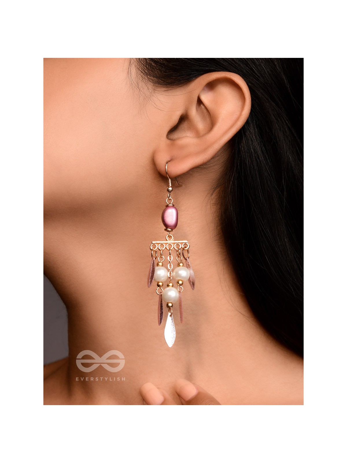 The Dewy Leaves- Golden Embellished Earrings