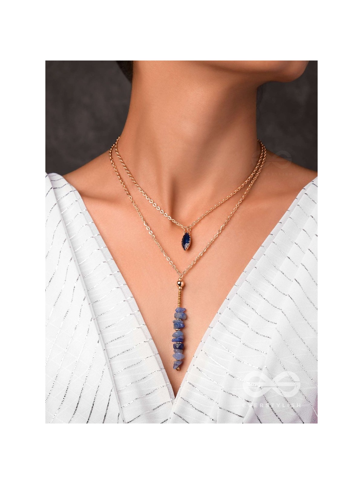 The Rock Candy- Golden Embellished Layered Necklace With Anti-Tarnish Coating