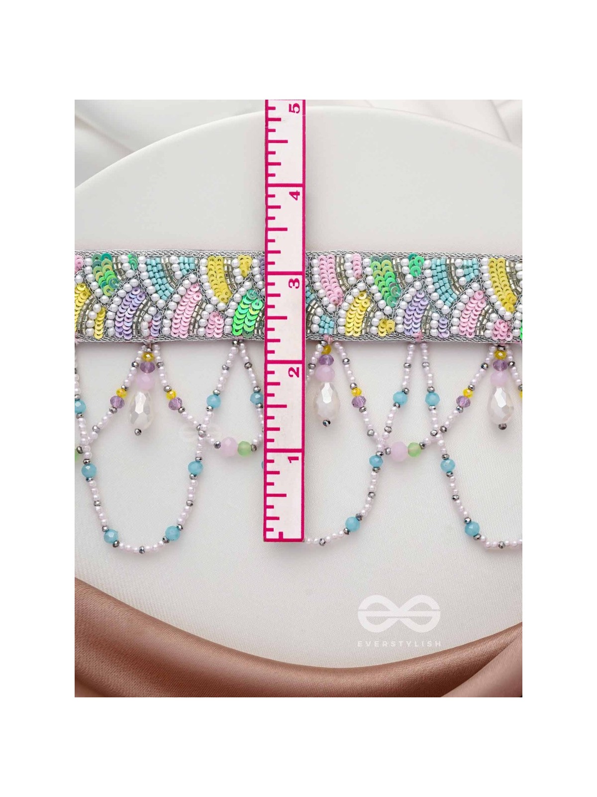 Paatalya - The Flower Meadow - Sequins, Beads And Glass Drops Hand Embroidered Choker Necpiece