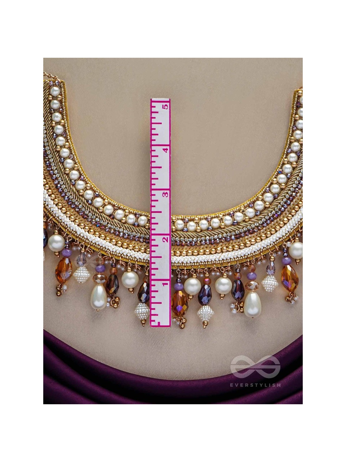 Vaidurya- Studded with Gems- Pearls, Beads & Sequins Embroidered Necklace
