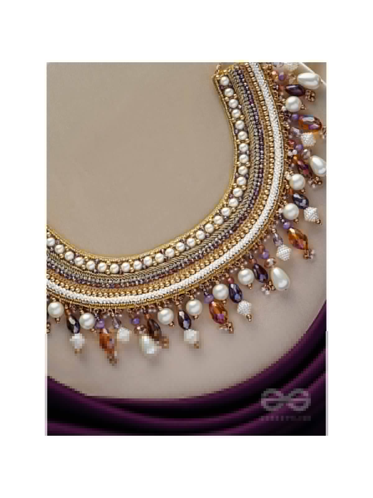 Vaidurya- Studded with Gems- Pearls, Beads & Sequins Embroidered Necklace