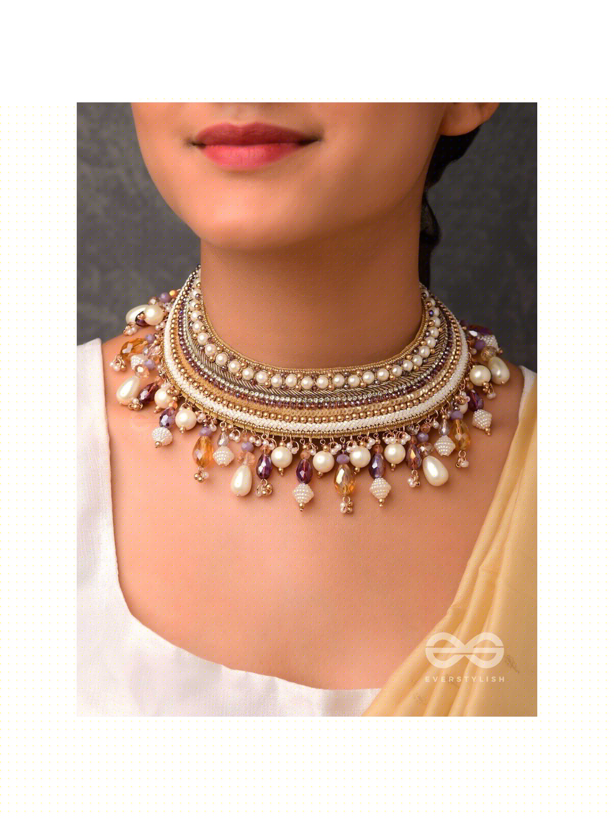 Vaidurya- Studded with Gems- Pearls, Beads & Sequins Embroidered Necklace