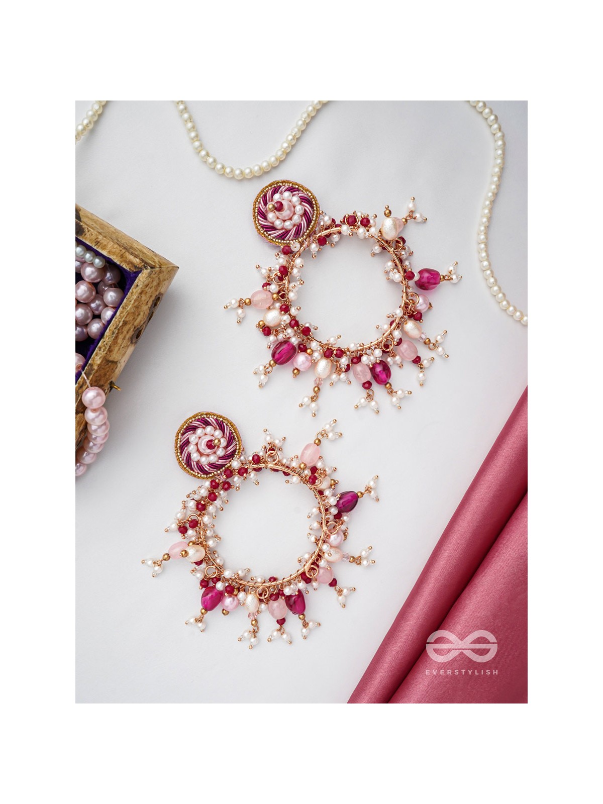 Ardramani - The Fiery Embers - Dabka And Glass Beads Hand Embroidered Earrings