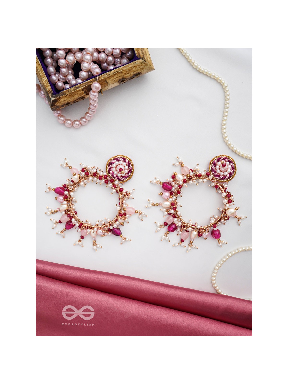 Ardramani - The Fiery Embers - Dabka And Glass Beads Hand Embroidered Earrings