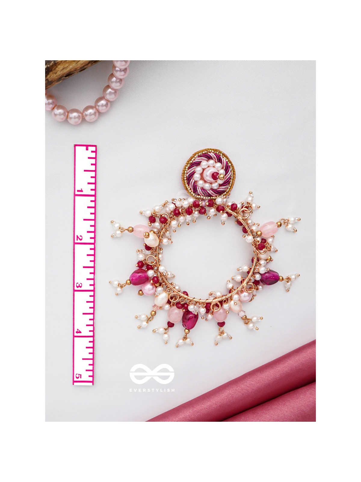 Ardramani - The Fiery Embers - Dabka And Glass Beads Hand Embroidered Earrings