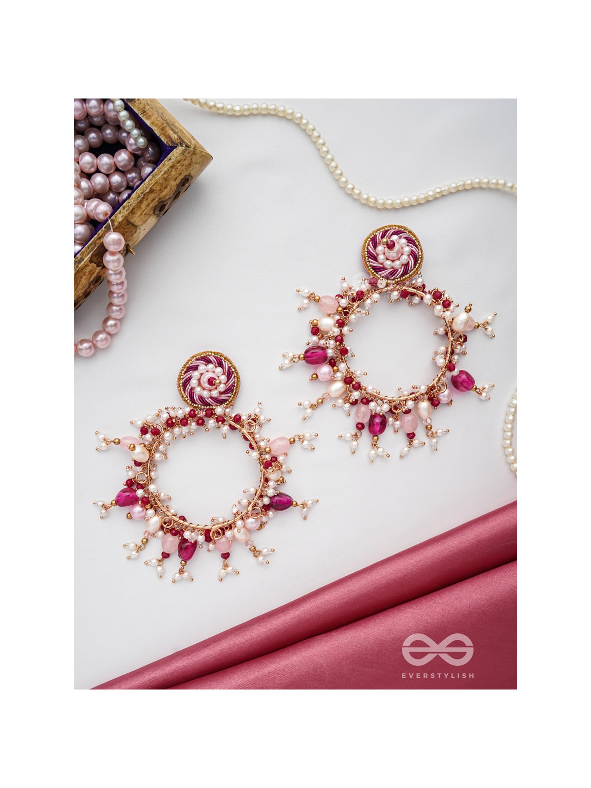 Ardramani - The Fiery Embers - Dabka And Glass Beads Hand Embroidered Earrings