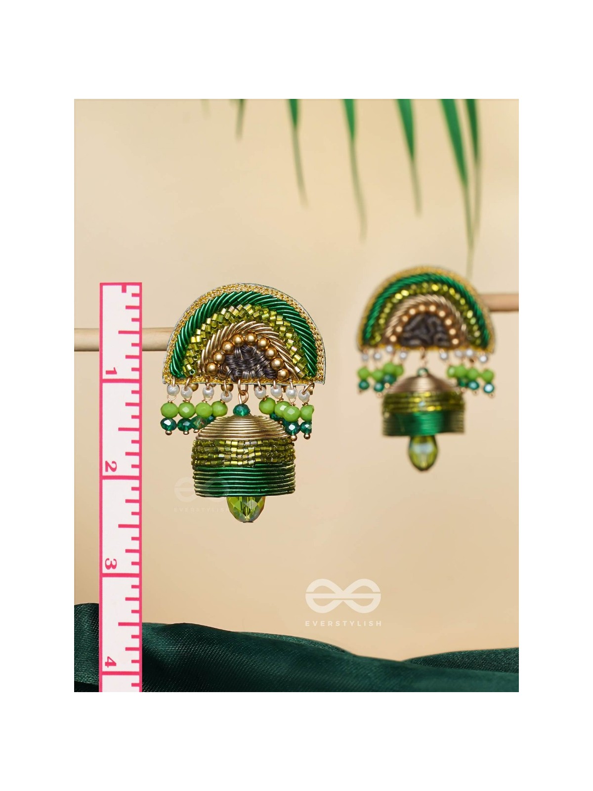 Kaamsya - The Bejeweled Bell - Dabka, Sequins And Beads Hand Embroidered Earrings
