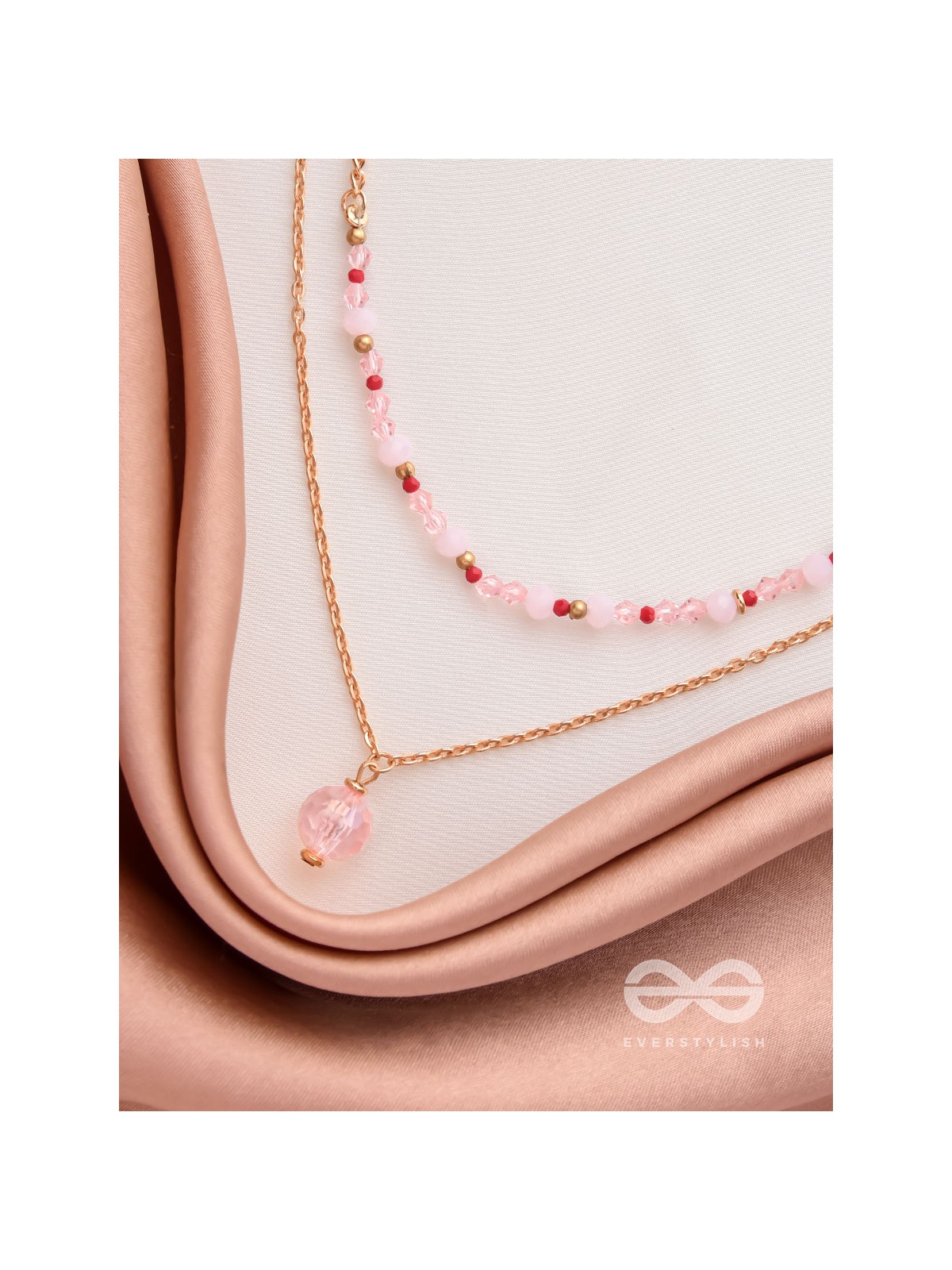 The Rosy Rosettes - Golden Beaded Layered Necklace With Anti-Tarnish Coating 