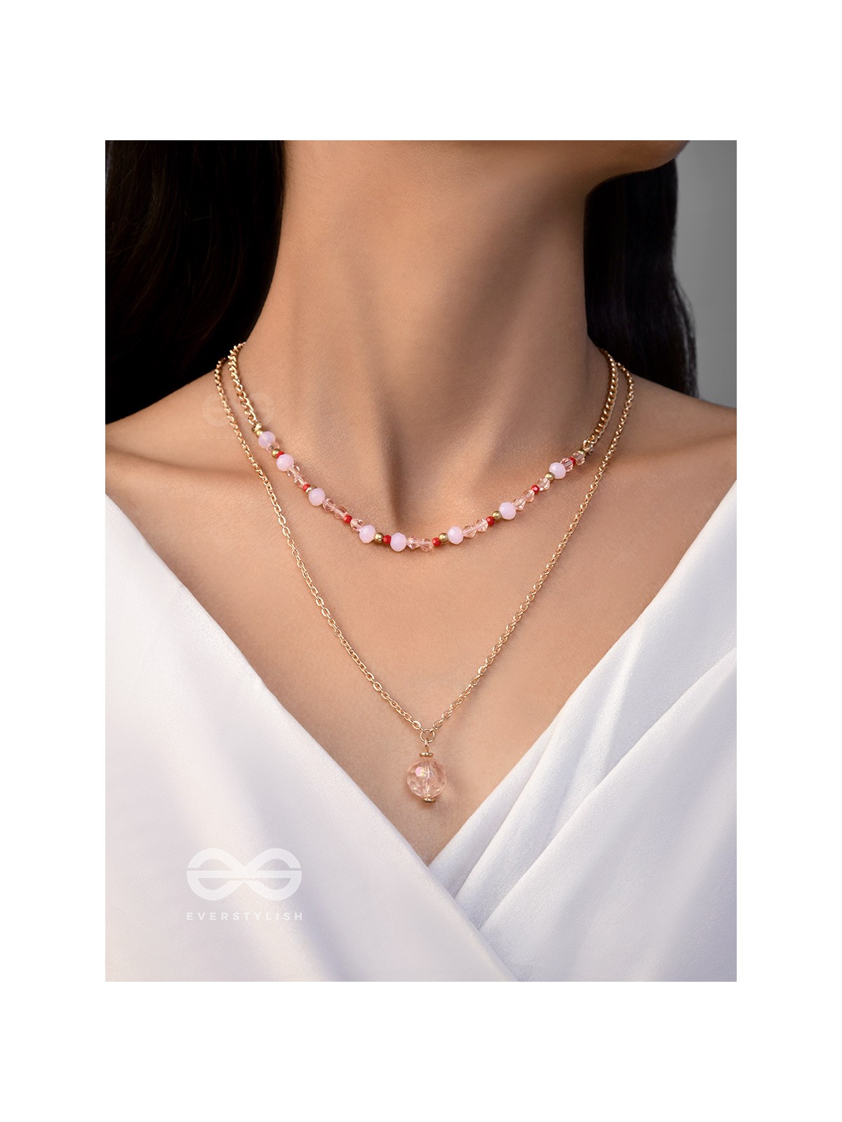 The Rosy Rosettes - Golden Beaded Layered Necklace With Anti-Tarnish Coating 