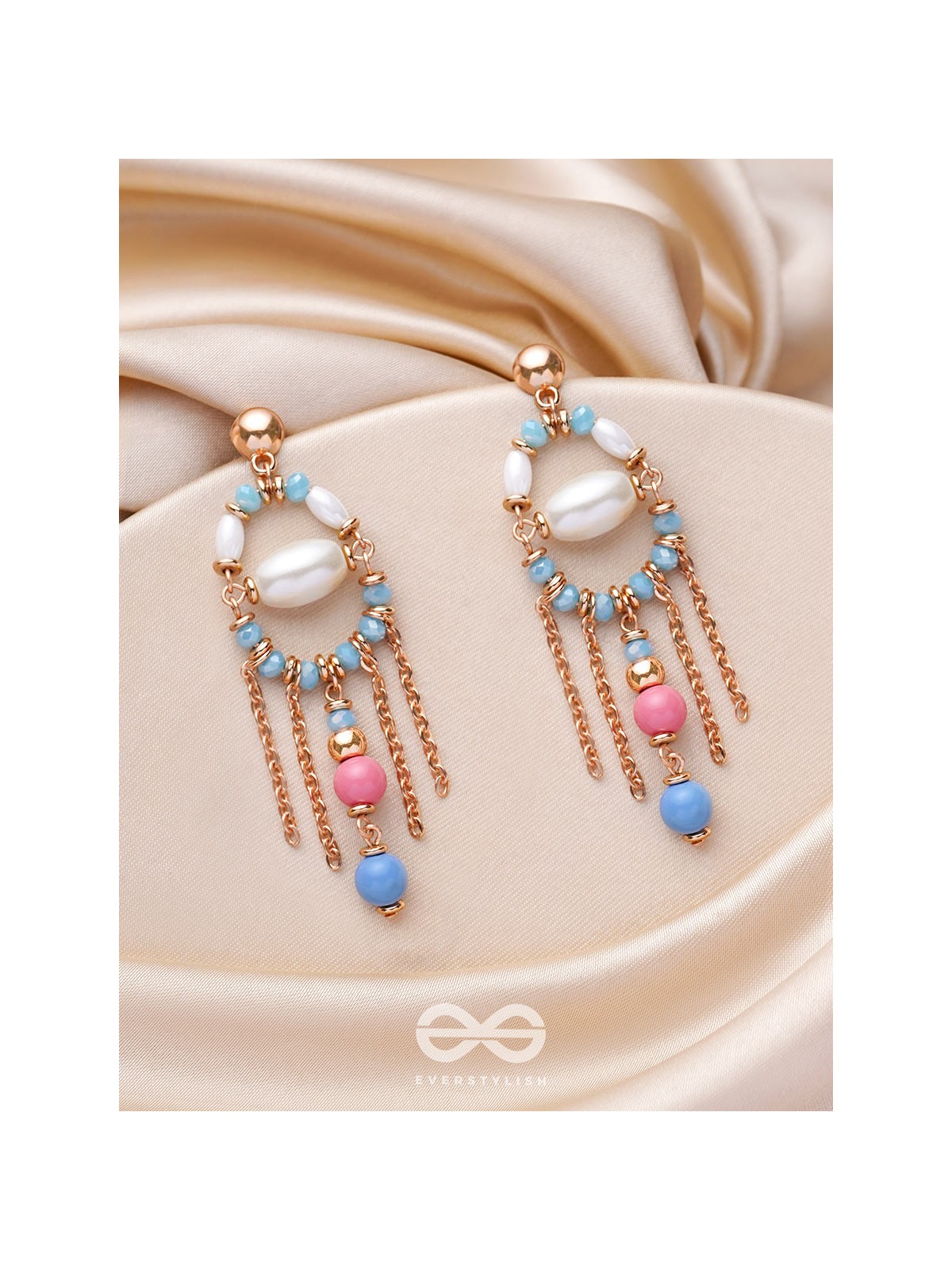 THE CELESTIAL BLOOM - PEARL AND BEADS EARRINGS
