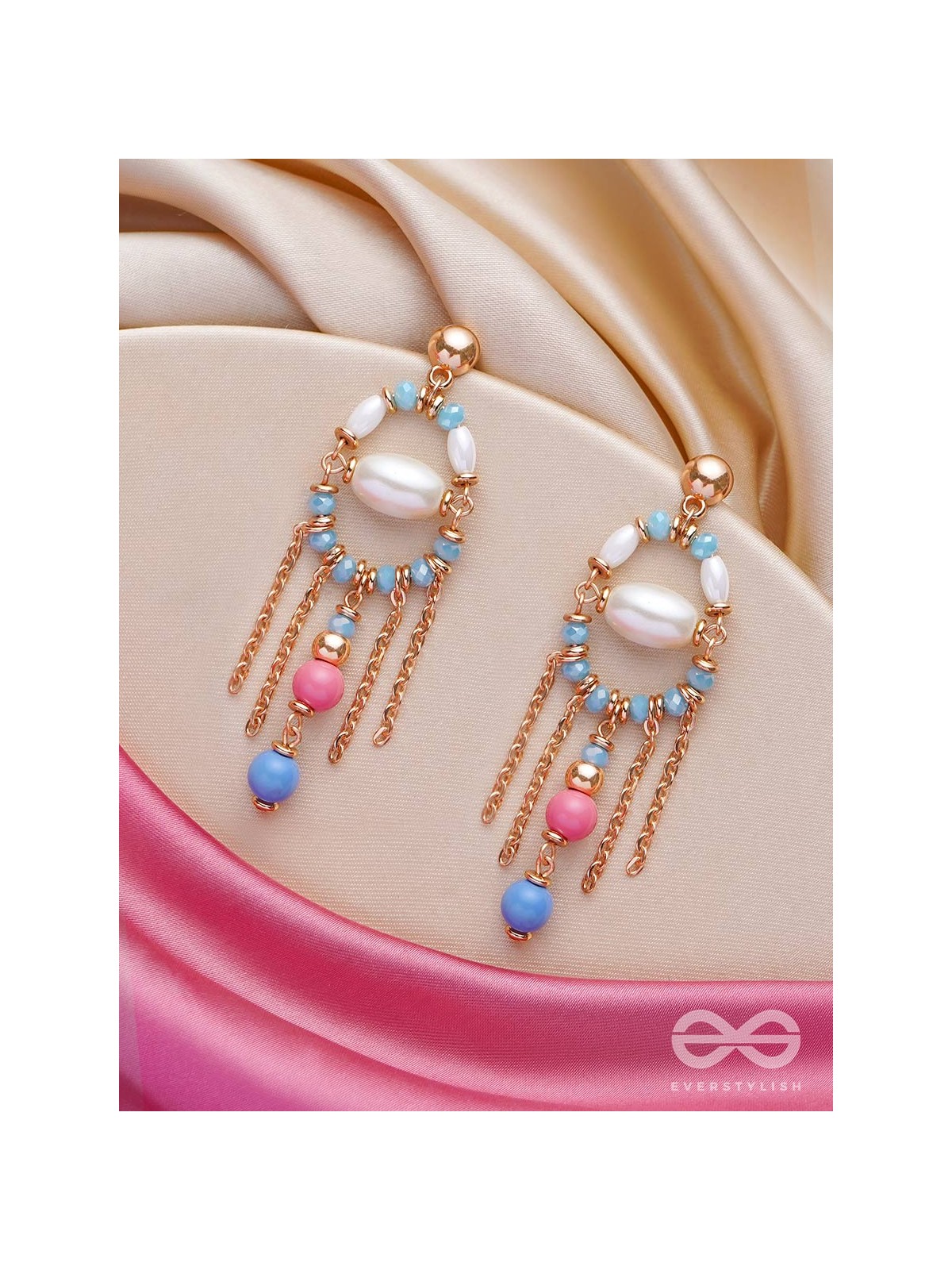 THE CELESTIAL BLOOM - PEARL AND BEADS EARRINGS