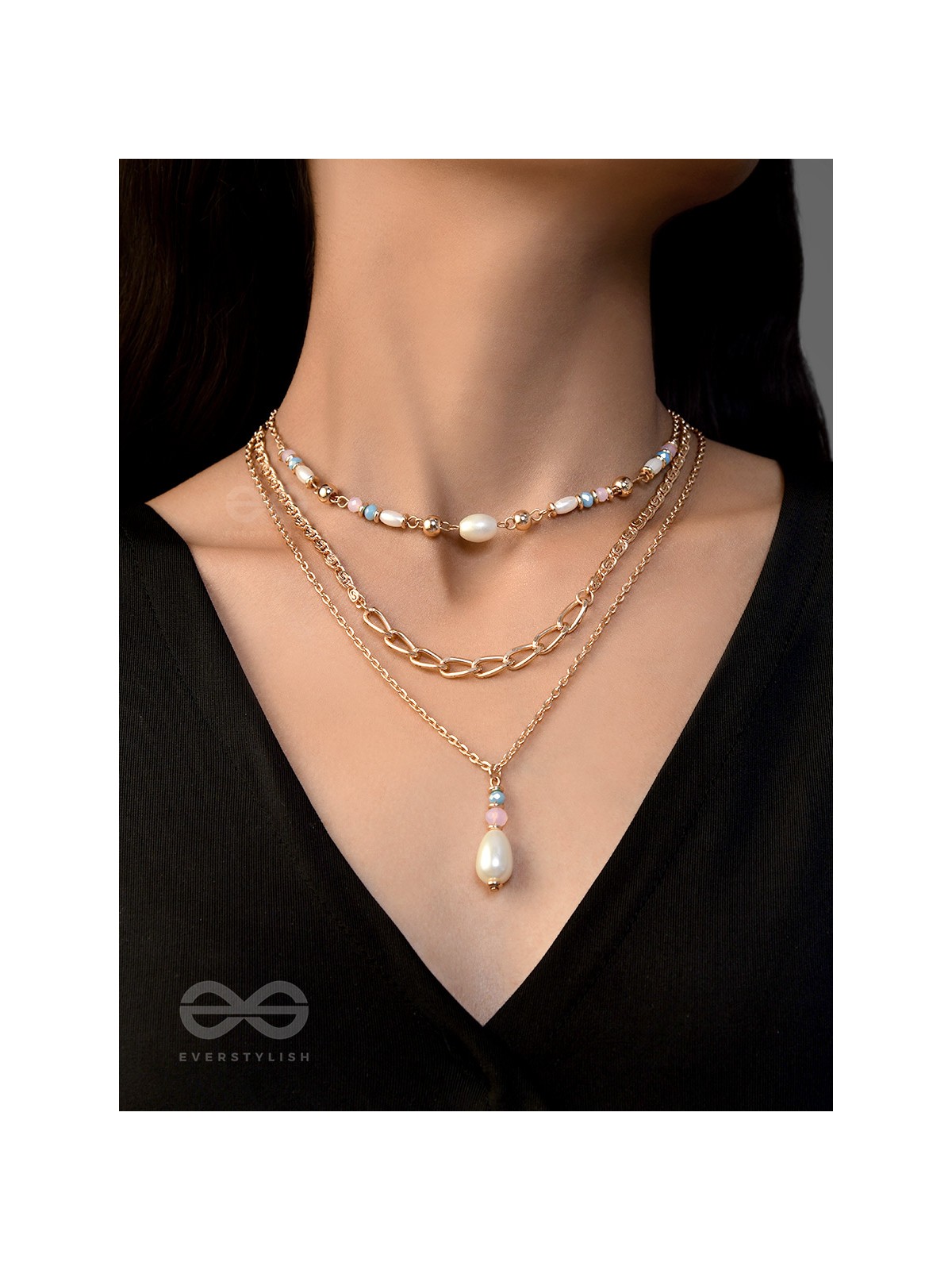 THE BLING BRIGADE - GOLDEN LAYERED NECKLACE With Anti-Tarnish Coating